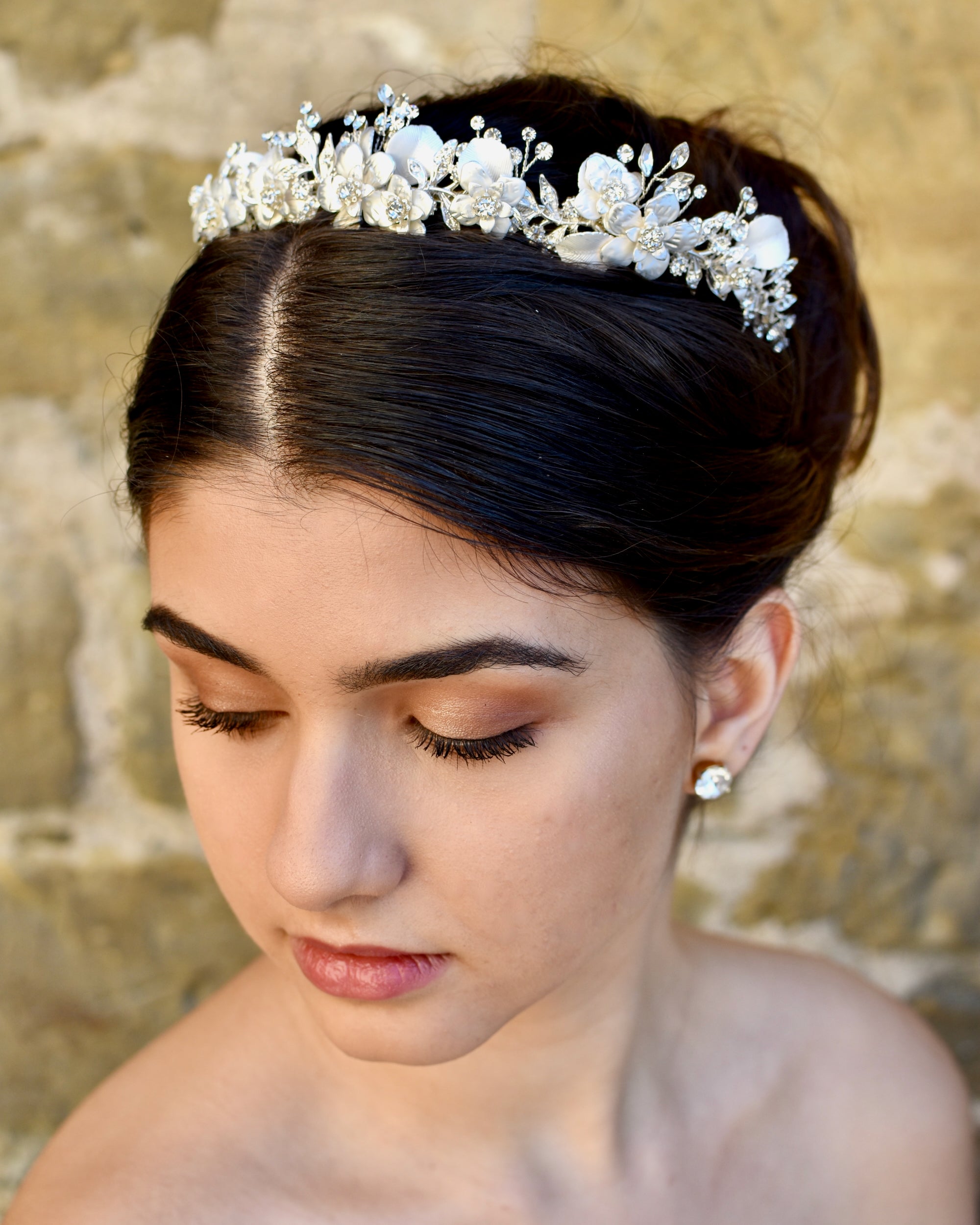 Louise Silver Crystal bridal crown — alternate view 2