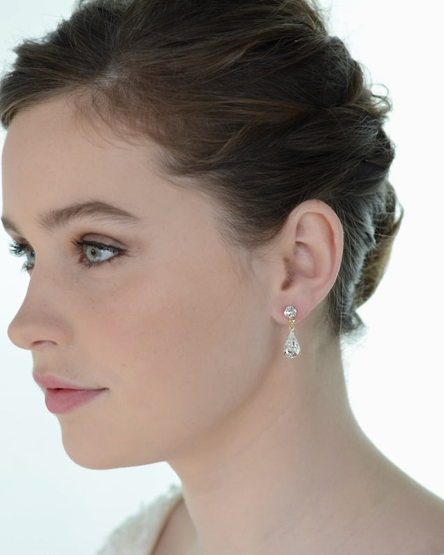 Lara gold bridal earrings — alternate view 2