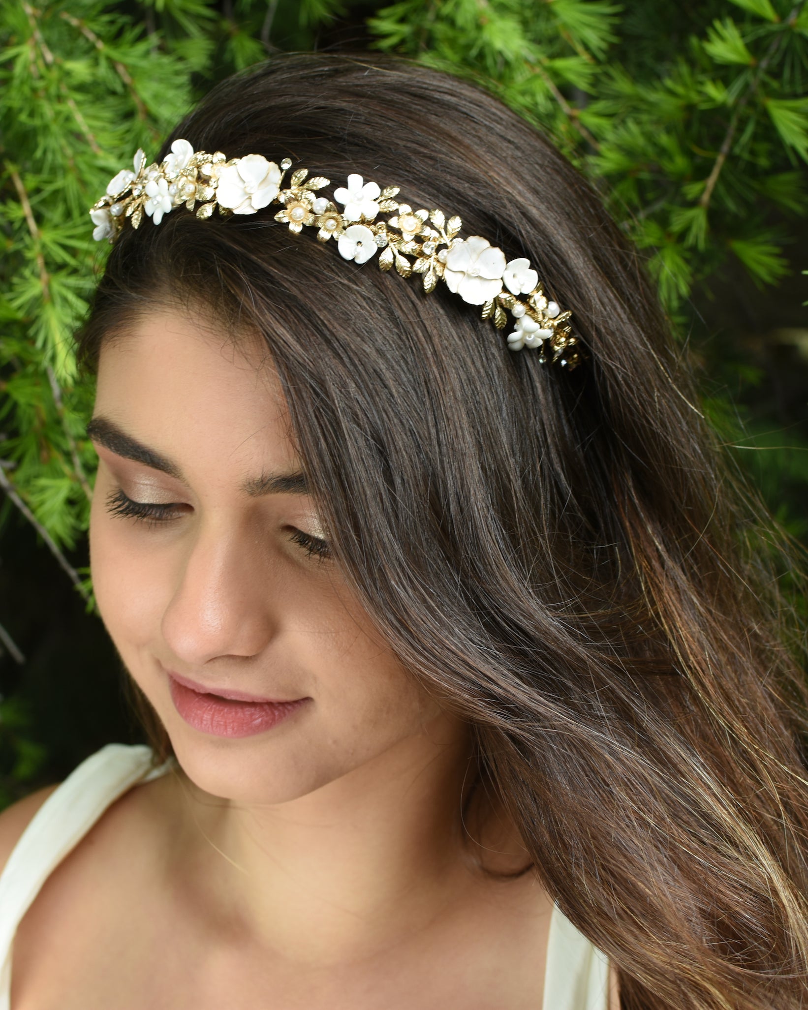 Elodie gold bridal headband — alternate view 2