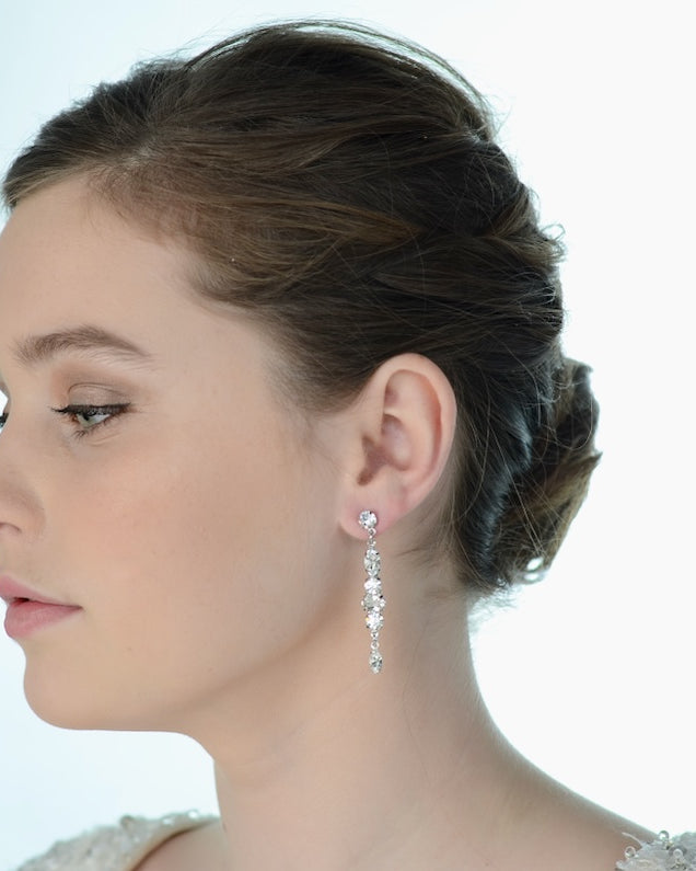 Stefanie silver bridal earrings by Windsor Bridal Jewellery