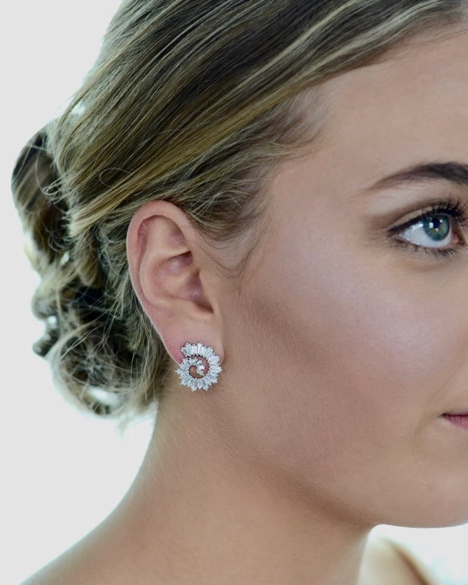 Marcela Silver bridal earrings — alternate view 4