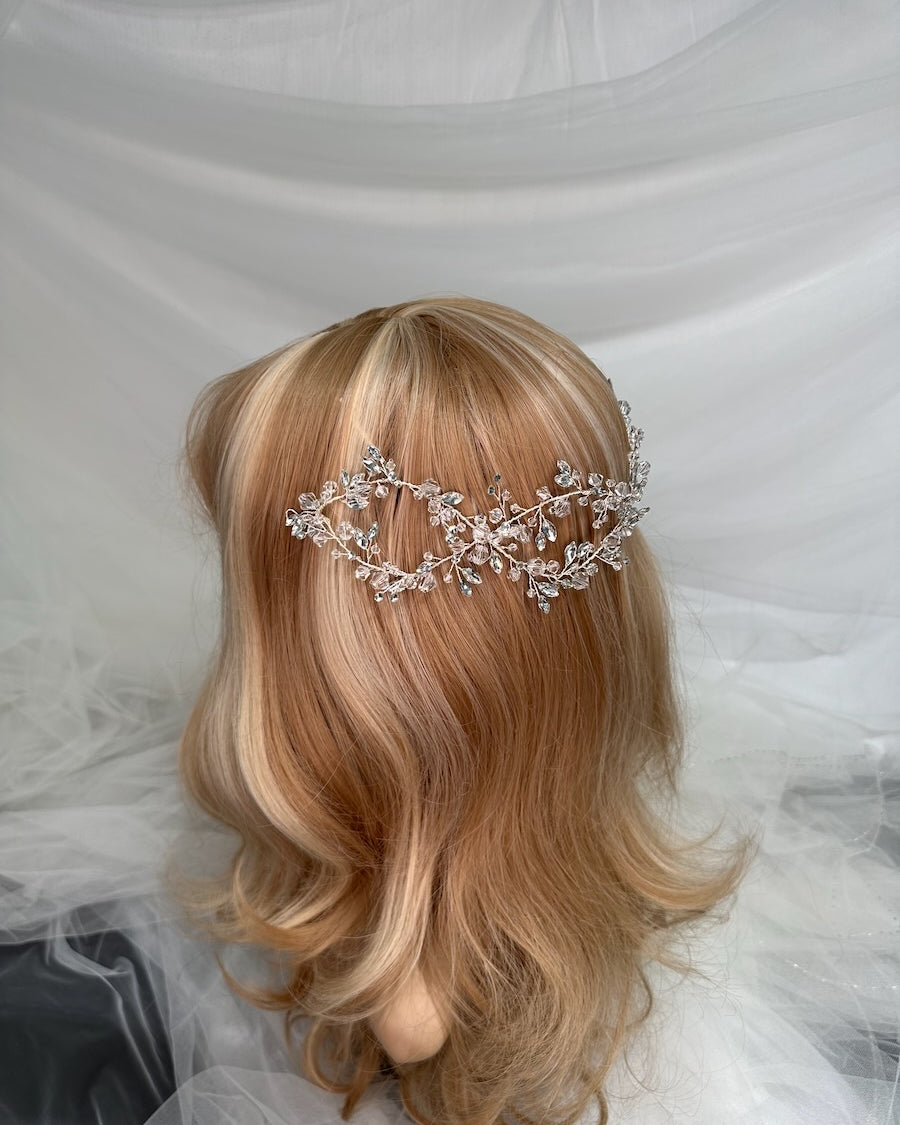 Gia Twin row Silver crystal only Bridal Hair Vine by Windsor Bridal Jewellery
