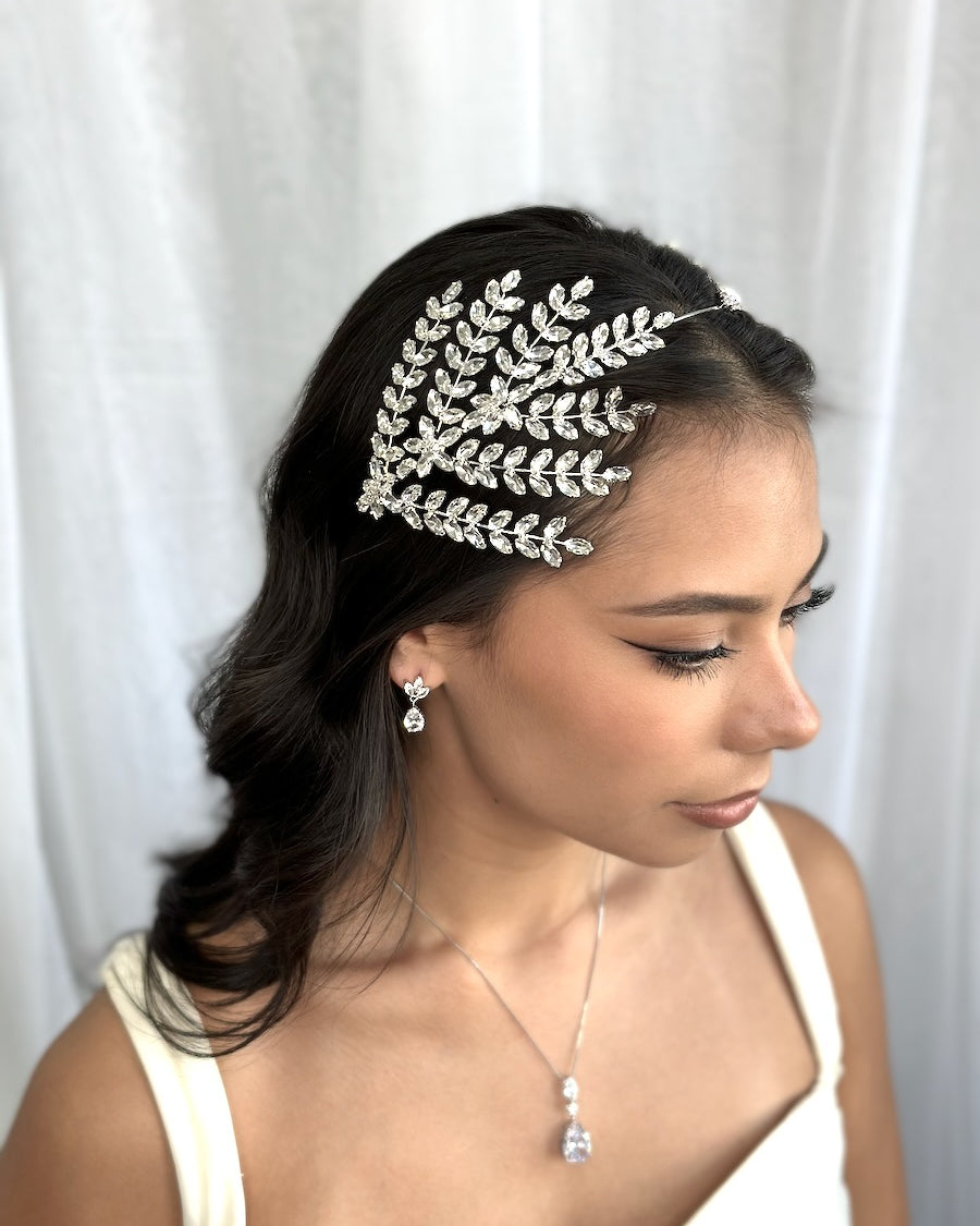 Manon Silver bridal headband — alternate view 2
