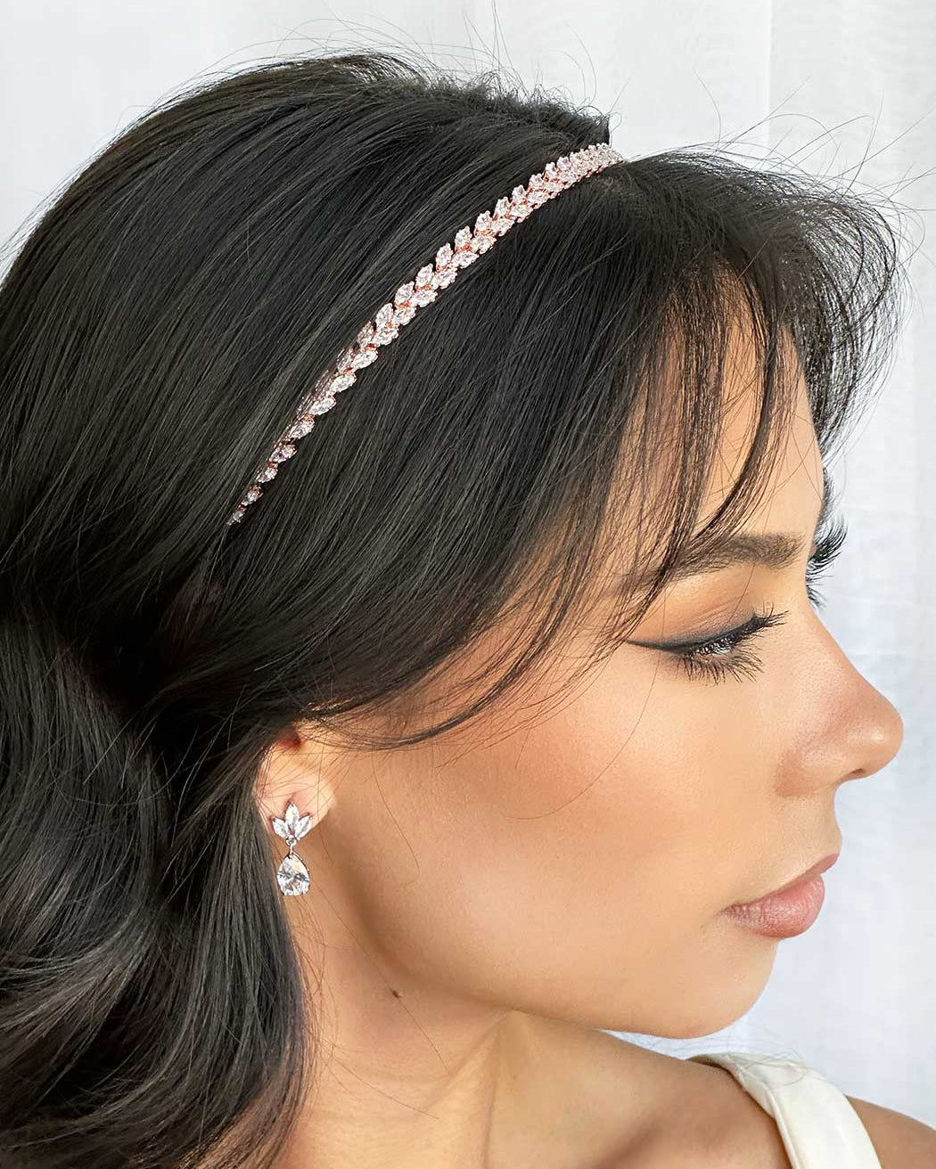 Hazel Rose Gold bridal headband — alternate view 2