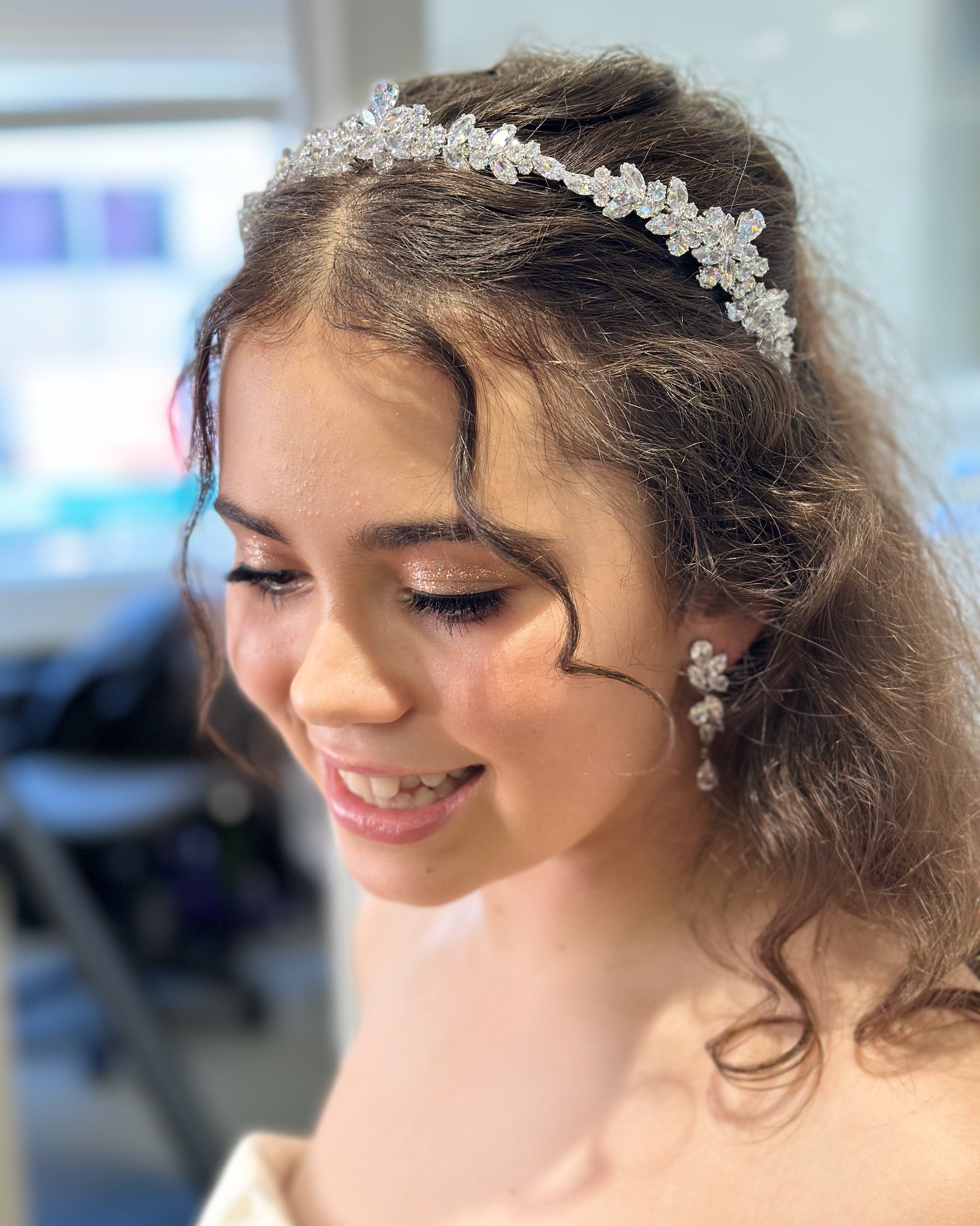 Everly Silver bridal headband — alternate view 4