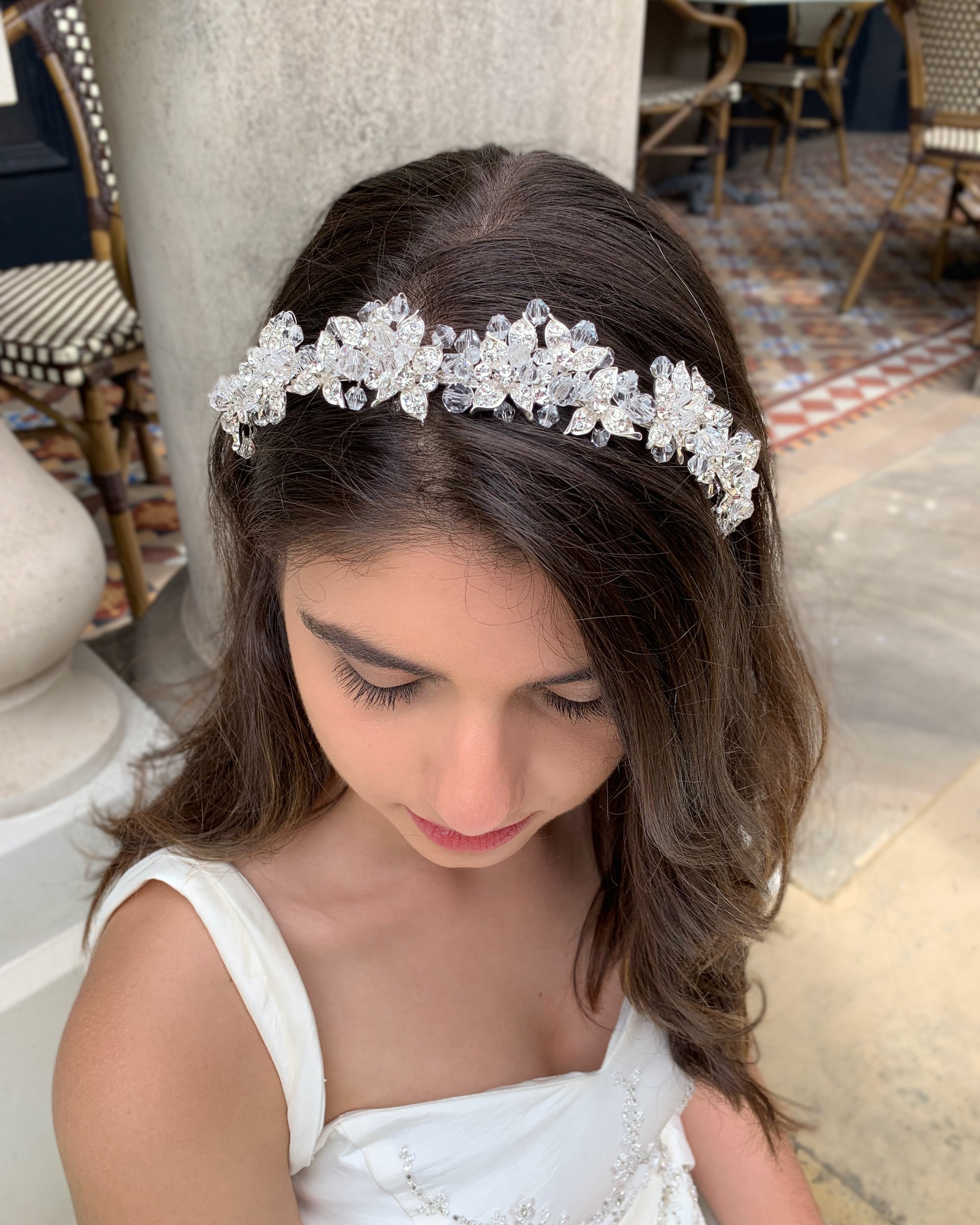 Edwina silver clear bridal headband — alternate view 6