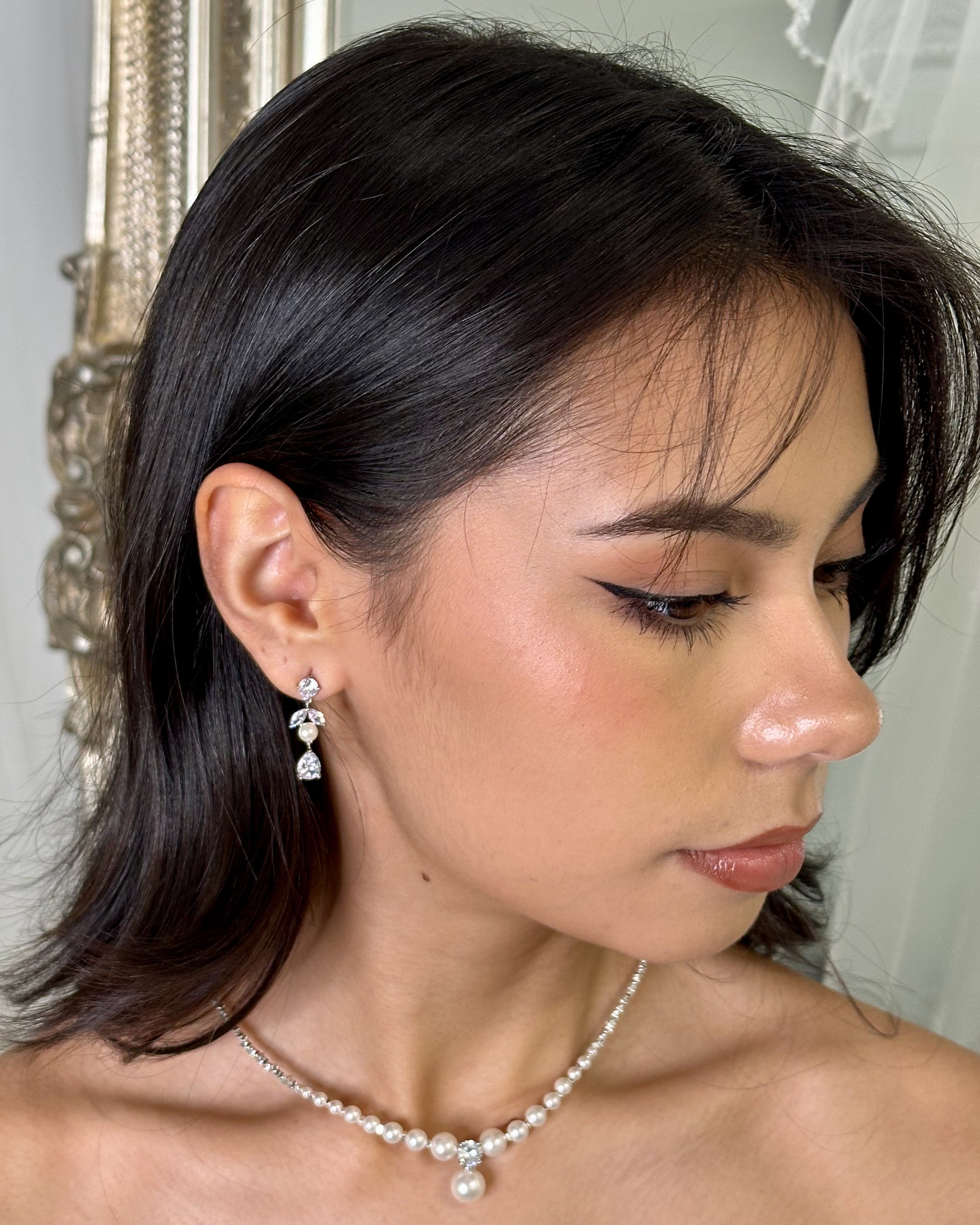 Bettie Bridal Earrings in silver — alternate view 3