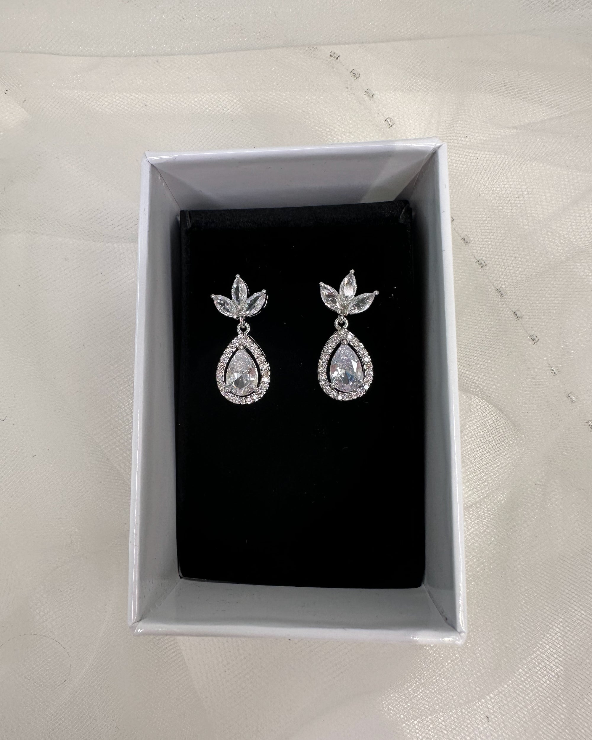 Jan Silver Bridal Earrings — alternate view 2