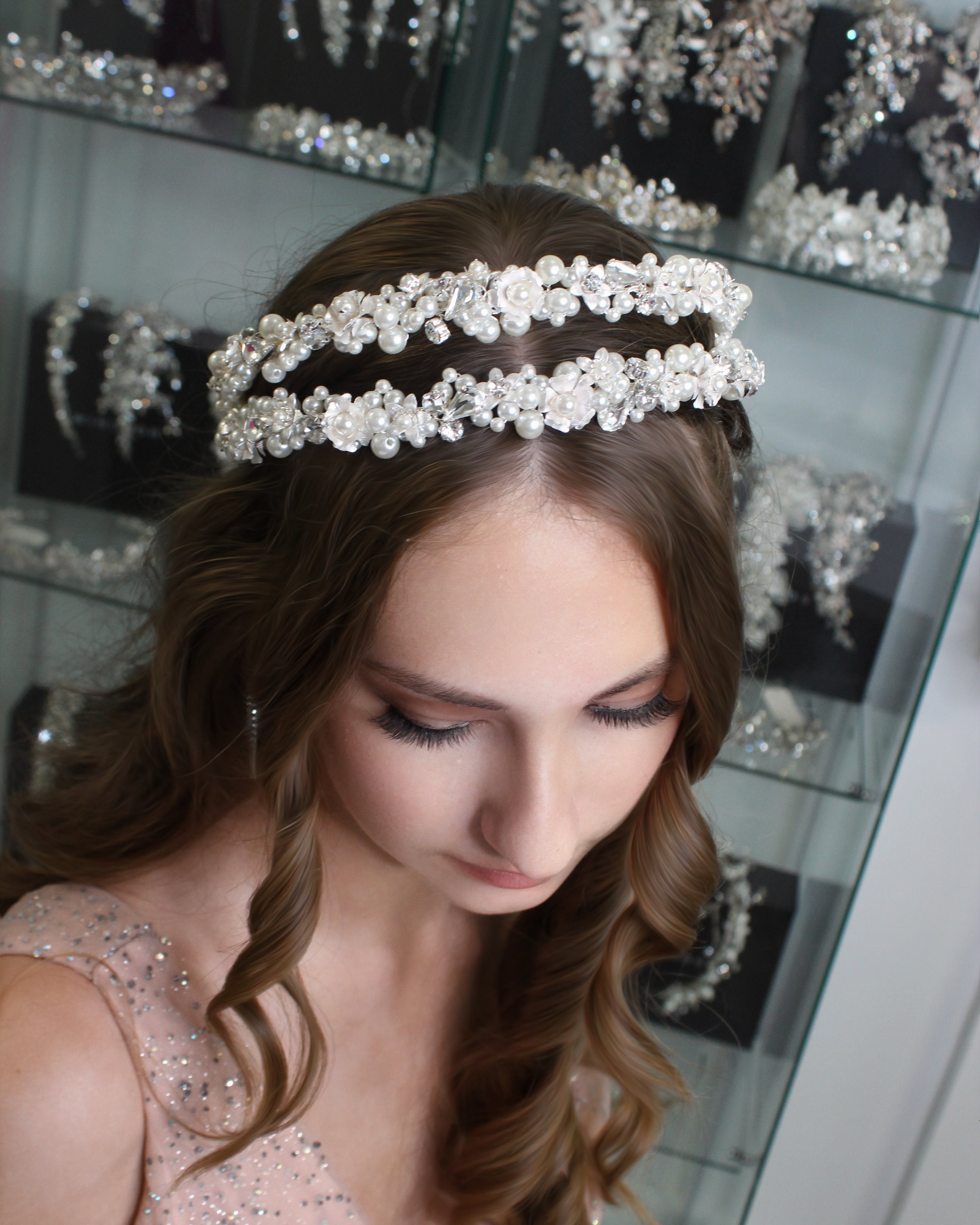 Mia Silver bridal headband — alternate view 2