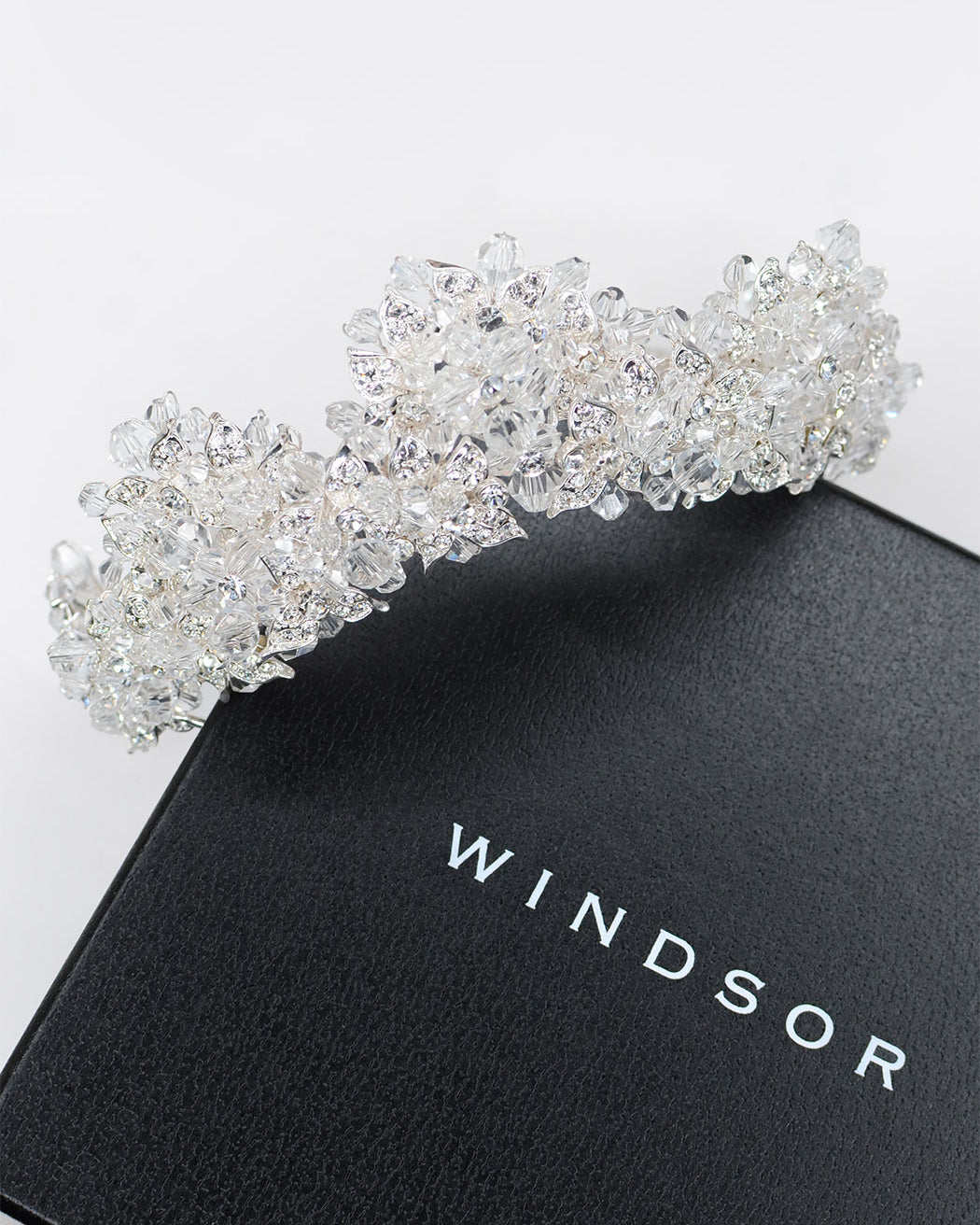 Simona Crystal Leaf Bridal Tiara silver crown — alternate view 4