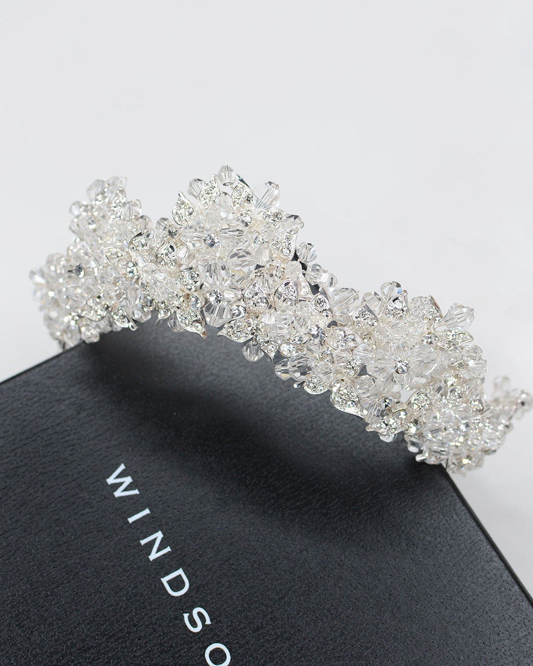 Simona Crystal Leaf Bridal Tiara silver crown — alternate view 3