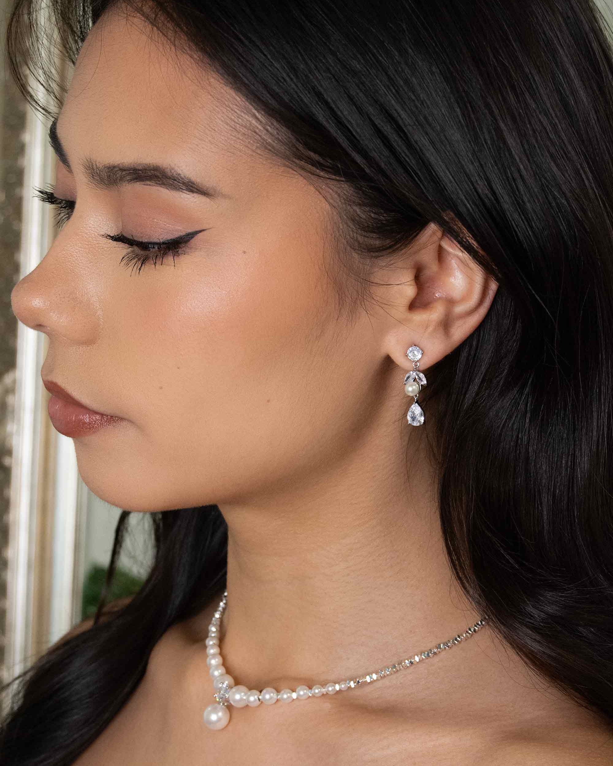 Bettie Bridal Earrings in silver — alternate view 2