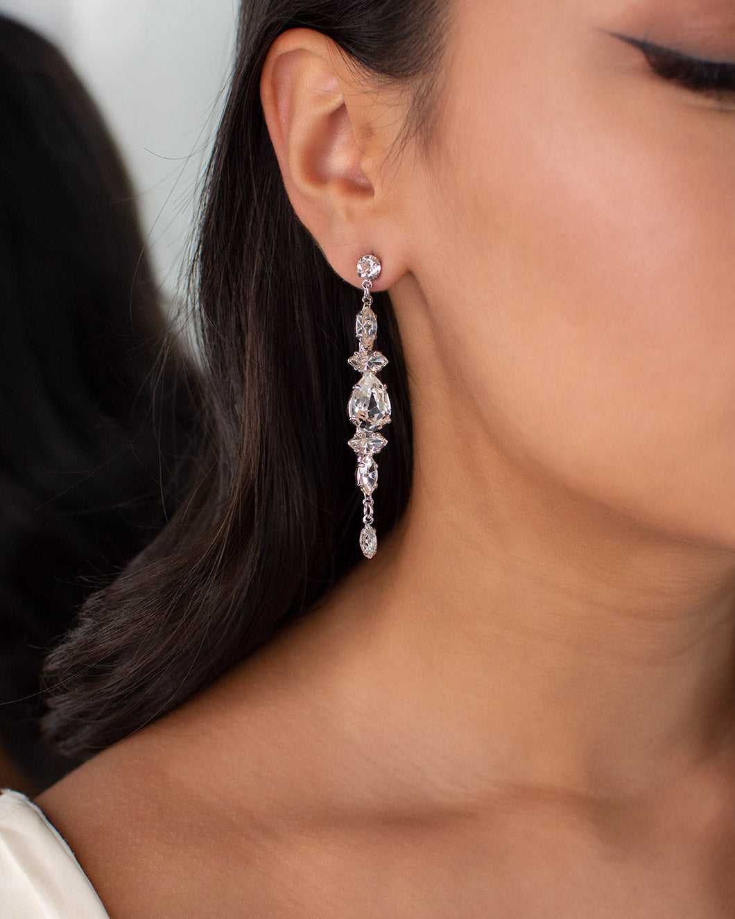 Venice Bridal Earrings in silver — alternate view 2