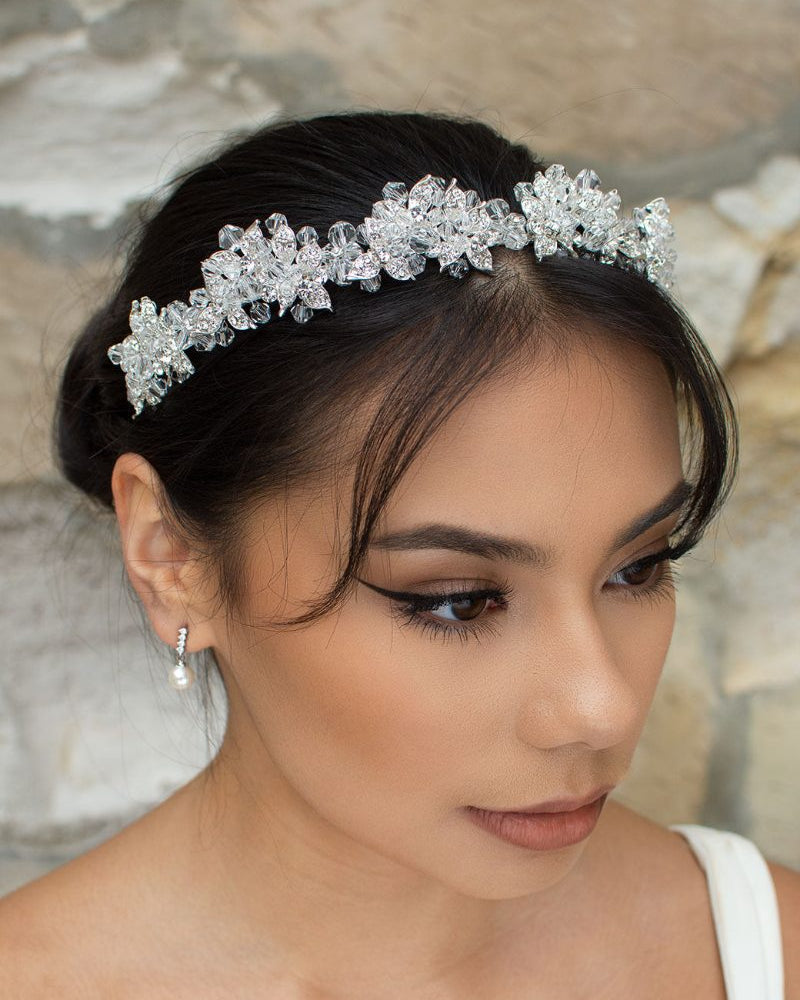 Edwina silver clear bridal headband by Windsor Bridal Jewellery