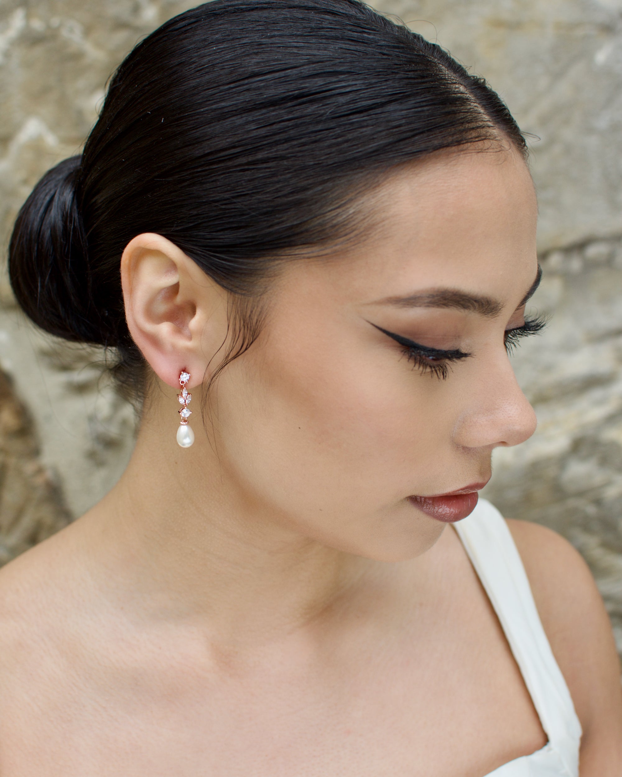 Tara Rose Gold bridal earrings — alternate view 6