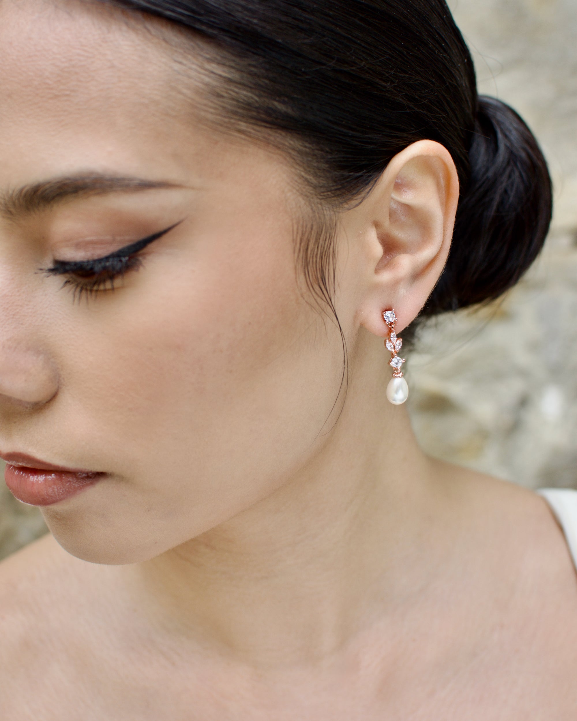 Tara Rose Gold bridal earrings — alternate view 7