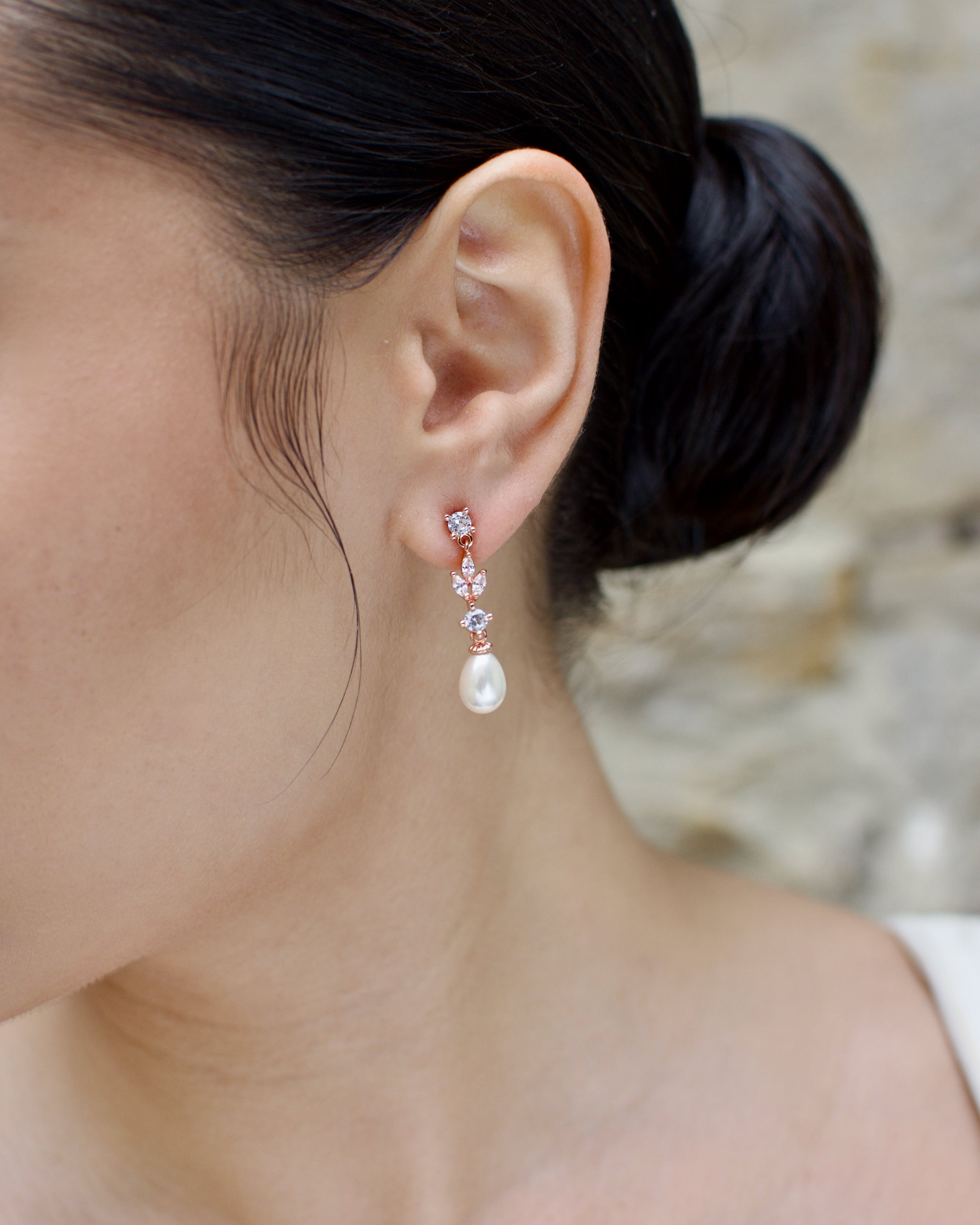 Tara Rose Gold bridal earrings — alternate view 5