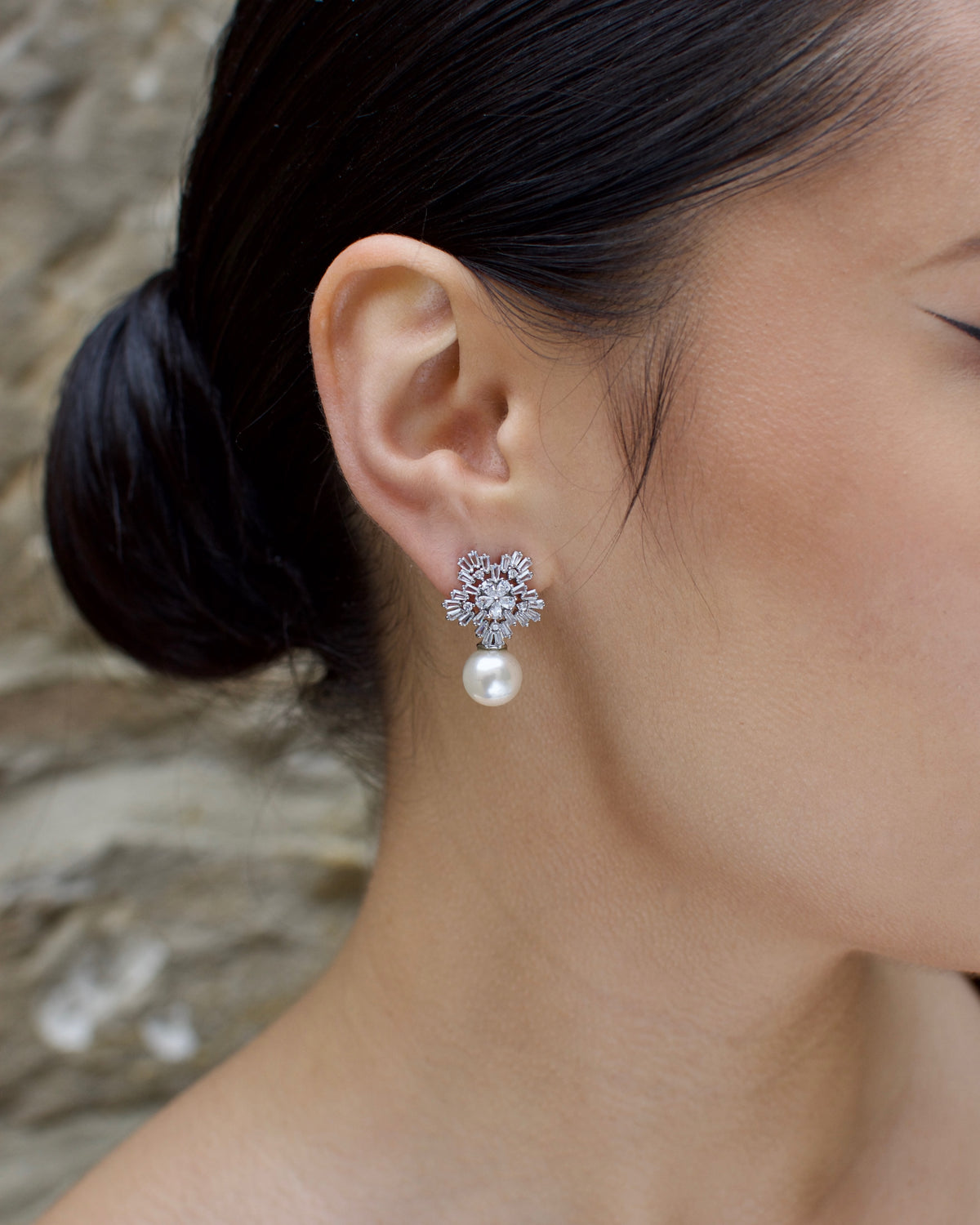 Zoe silver pearl stud bridal earrings by Windsor Bridal Jewellery