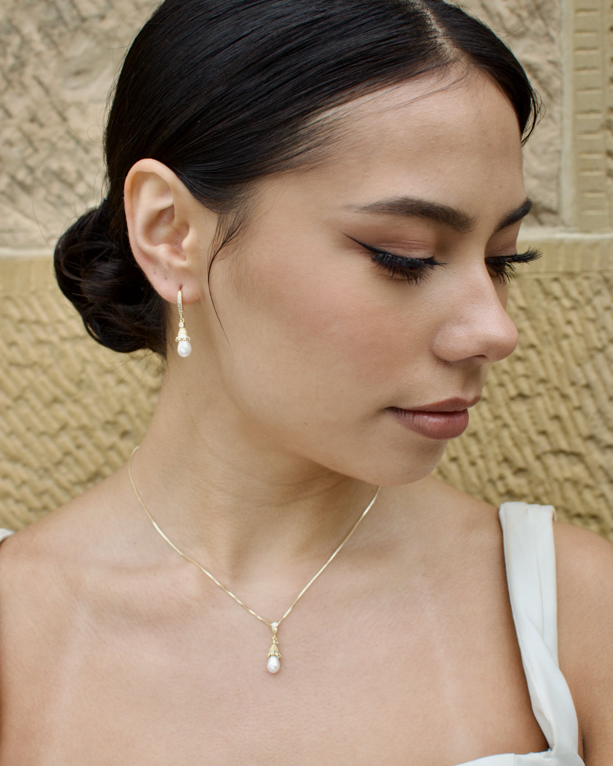 Maribel Gold necklace and earring set — alternate view 5