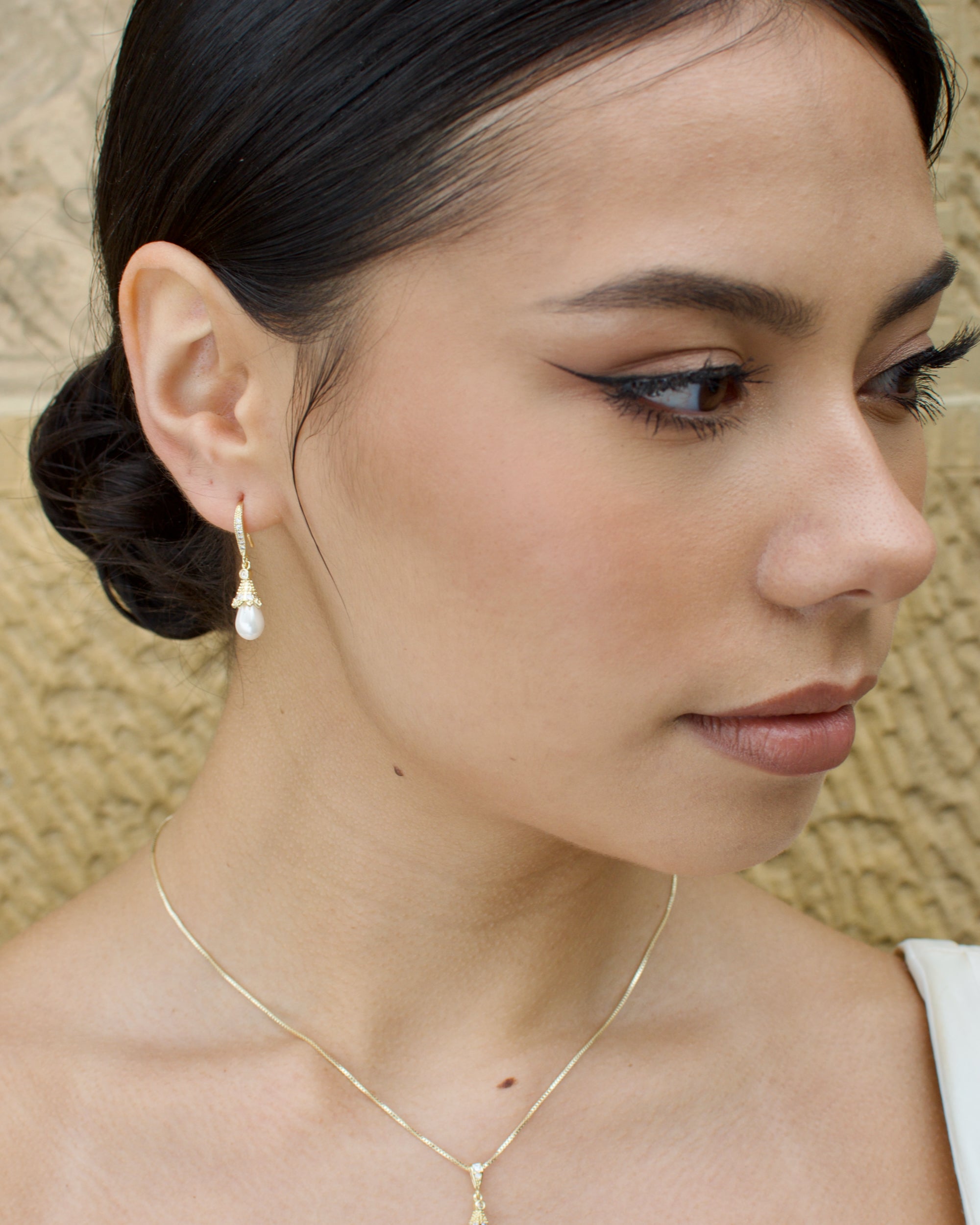 Maribel Gold necklace and earring set — alternate view 6