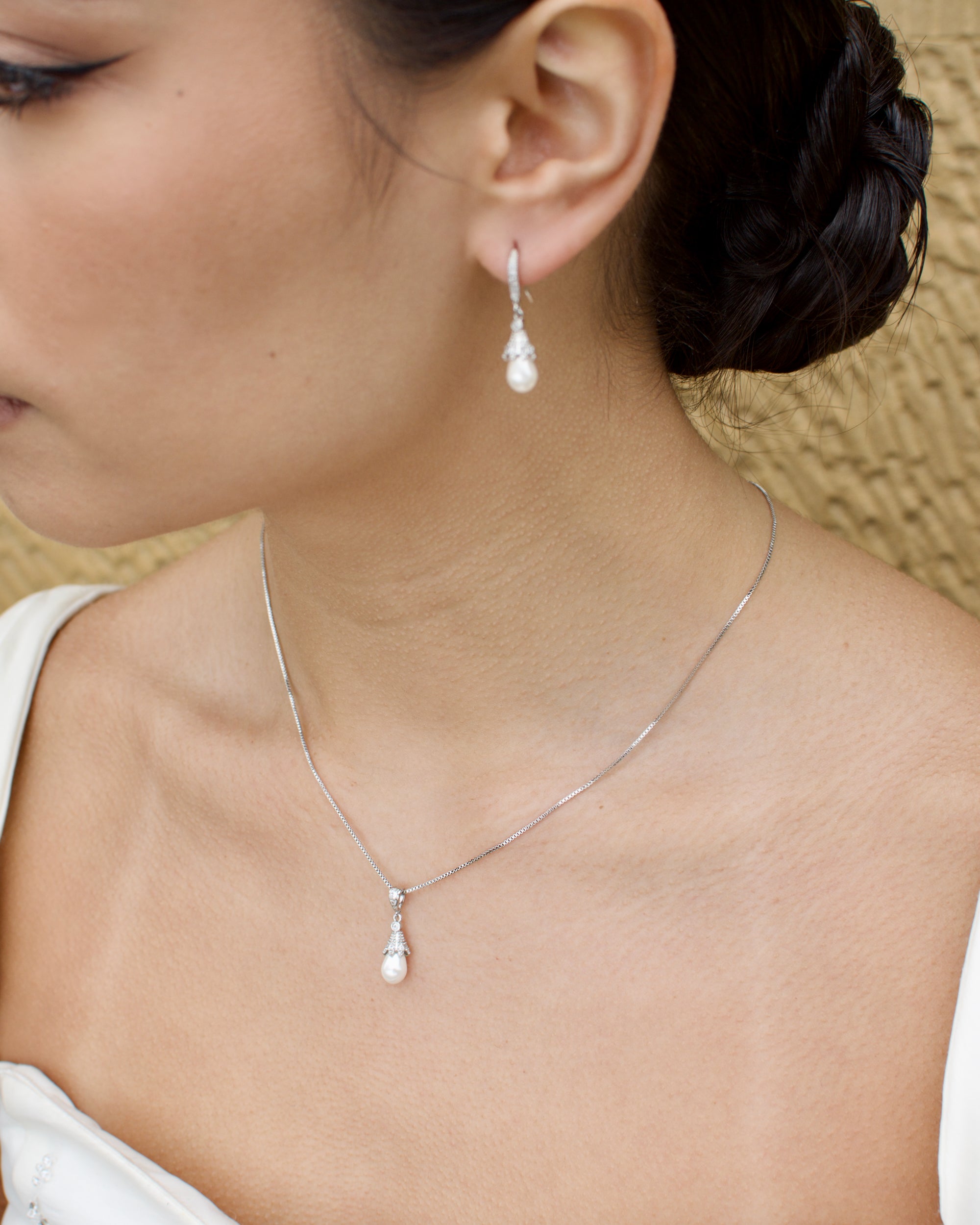 Maribel Silver necklace and earring set — alternate view 5