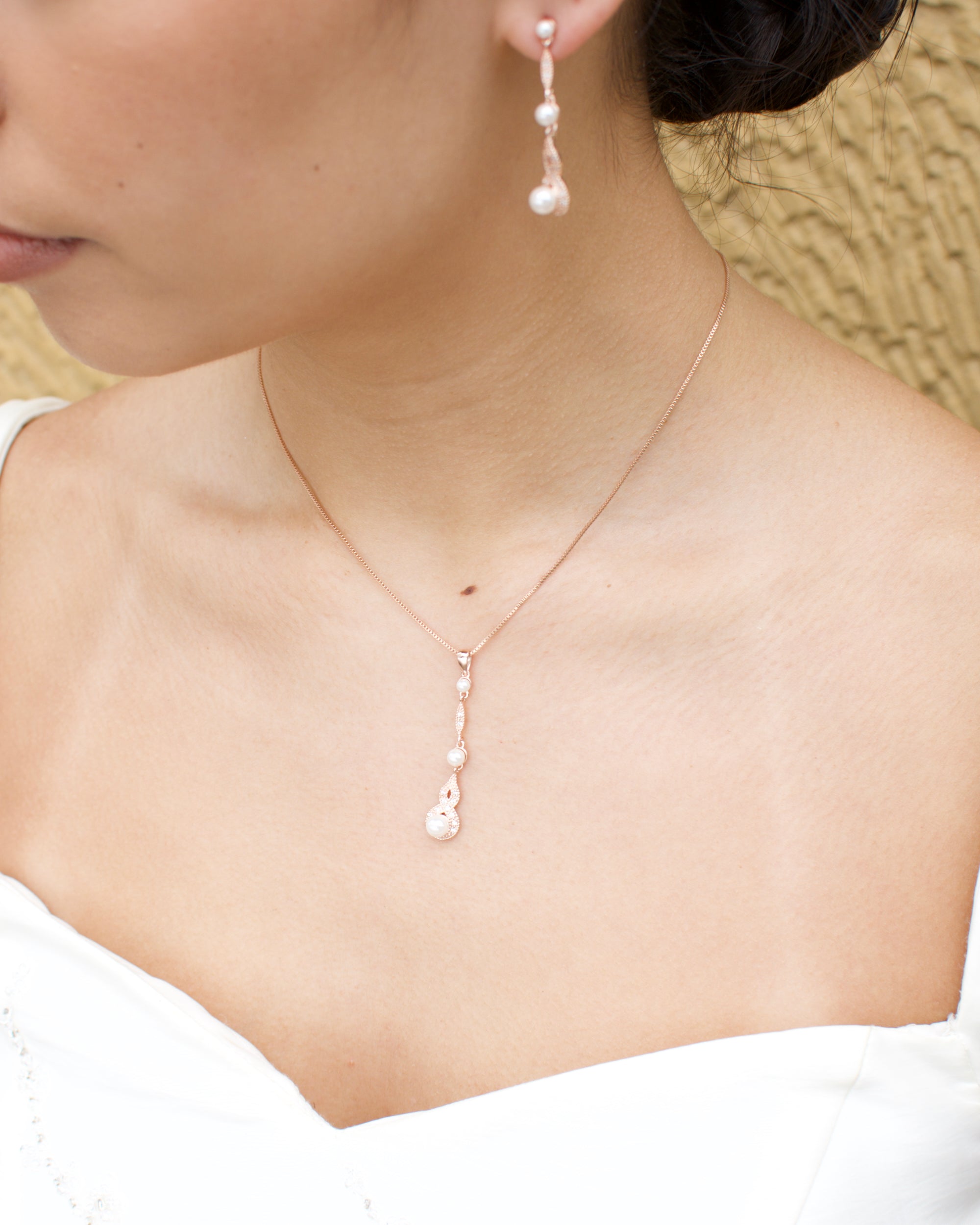Lorelai Rose Gold necklace and earring set — alternate view 8