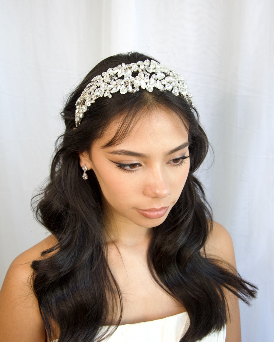 Trista Double Silver bridal headband by Windsor Bridal Jewellery