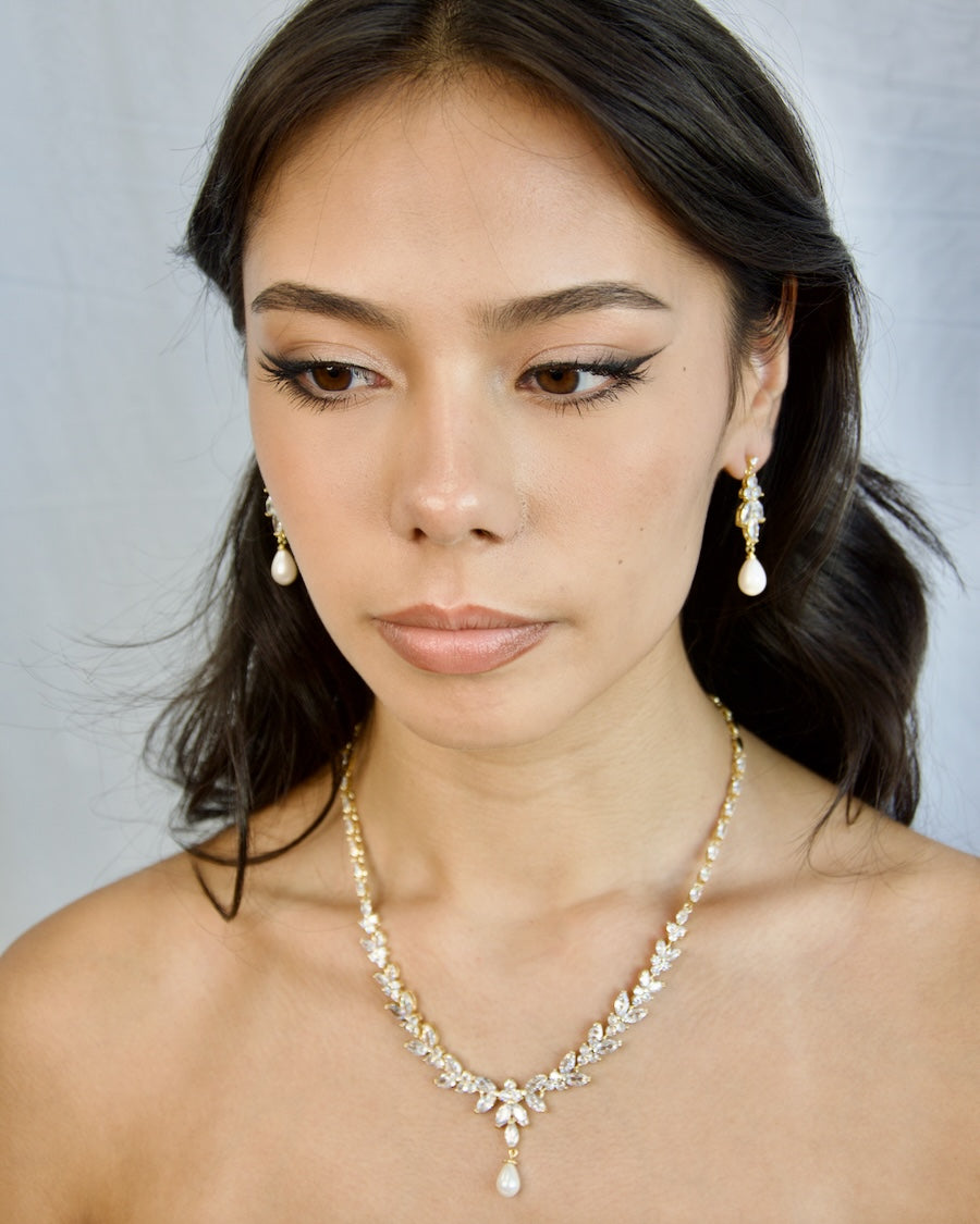 Corrina gold pearl bridal necklace — alternate view 3
