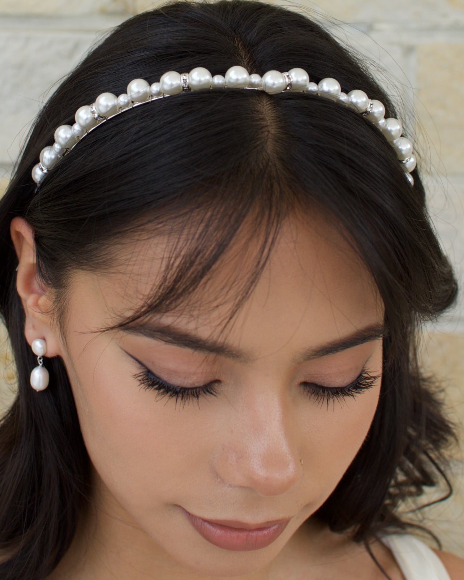 Asher Bridal Headband in silver — alternate view 2