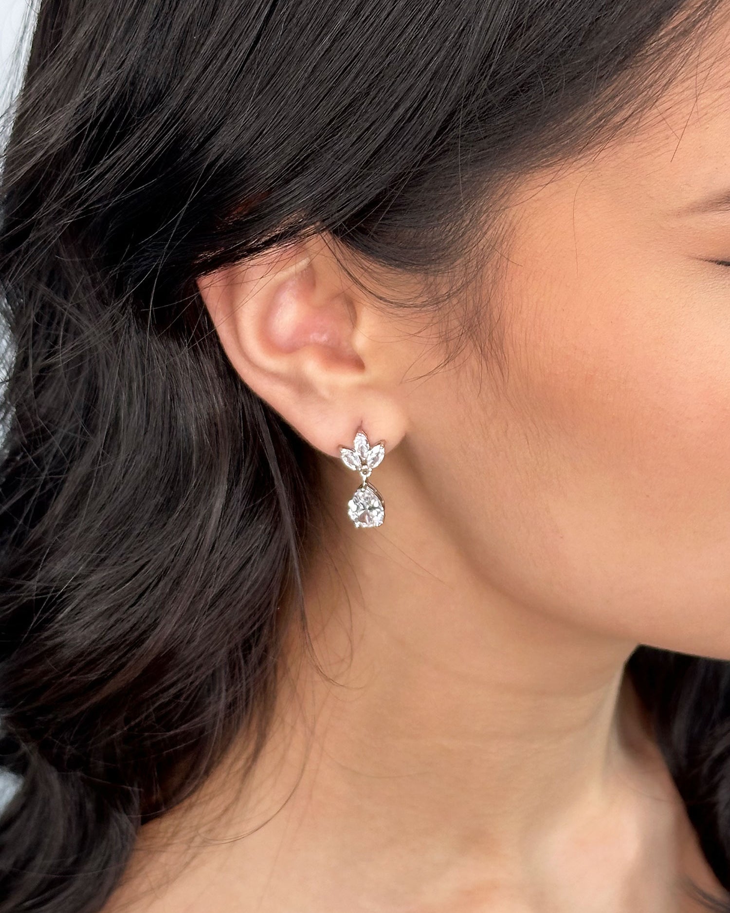 Clara Silver bridal earrings — alternate view 2