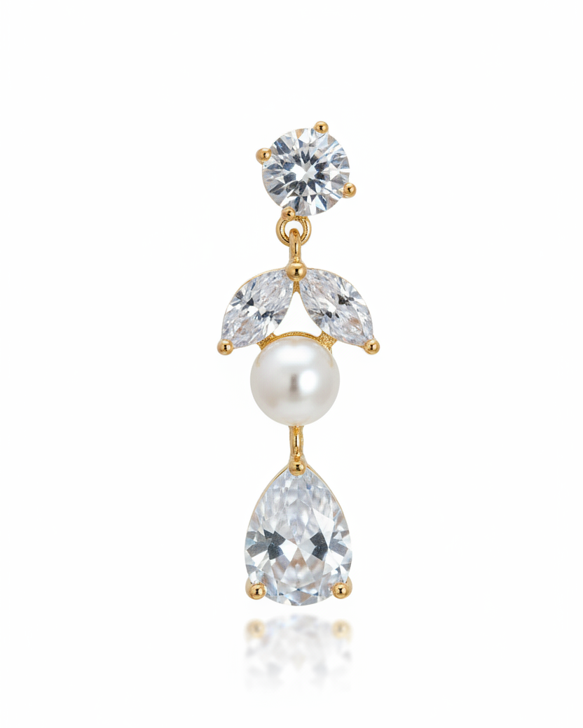 Bettie Gold Bridal Earring - macro detail shot