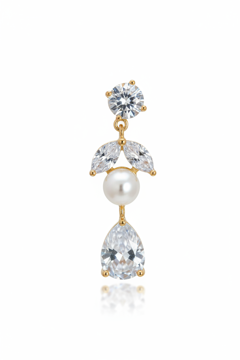 Bettie Gold Bridal Earring - macro detail shot