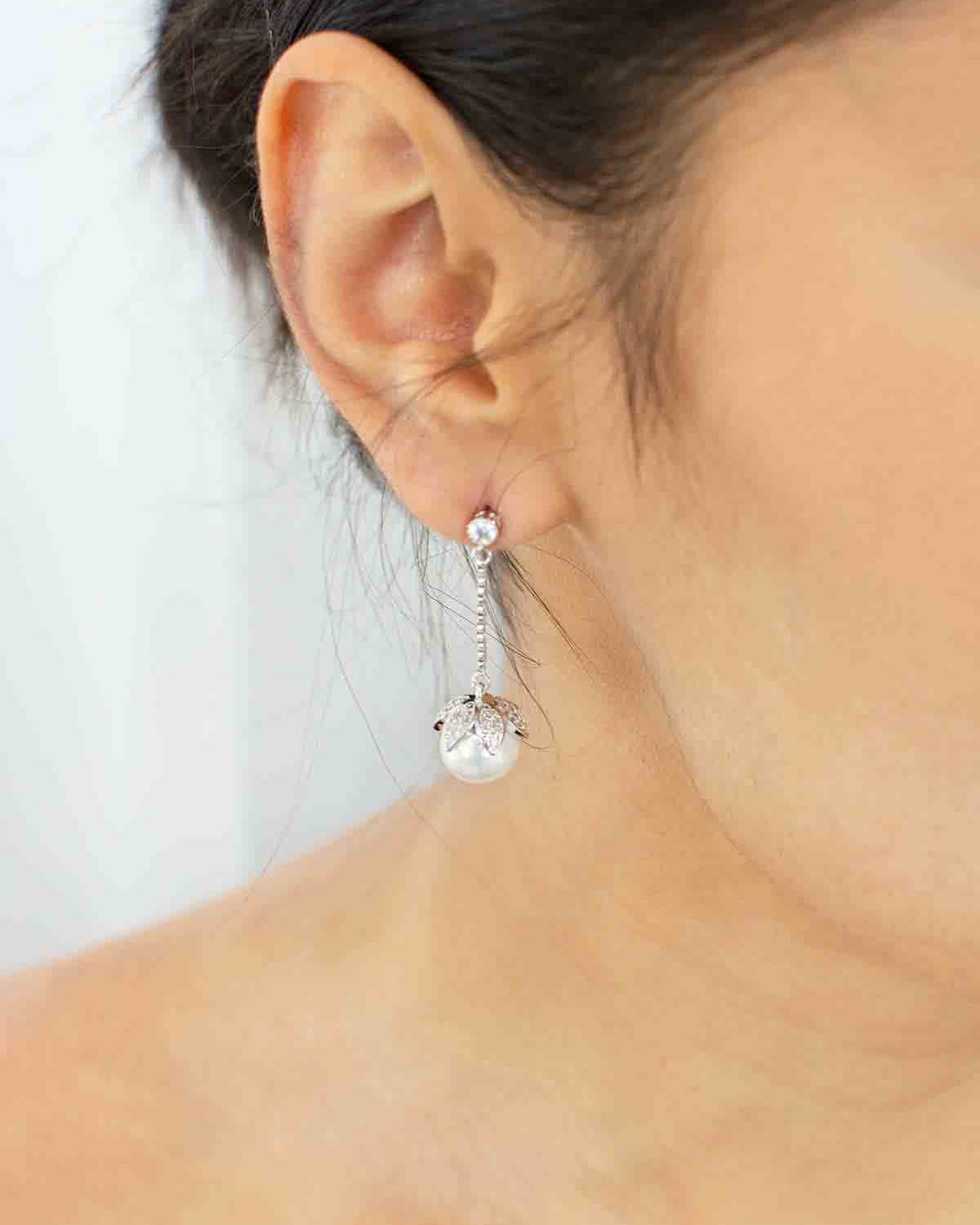 Lisa Bridal Earrings in silver — alternate view 4