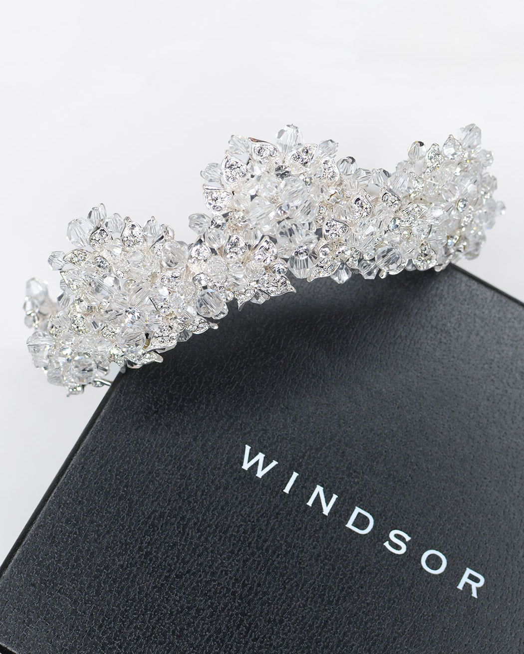 Simona Crystal Leaf Bridal Tiara silver crown — alternate view 2