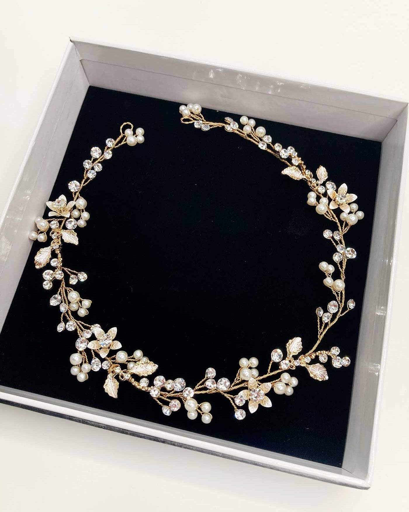 Carmella one row Gold Bridal Hair Vine — alternate view 2