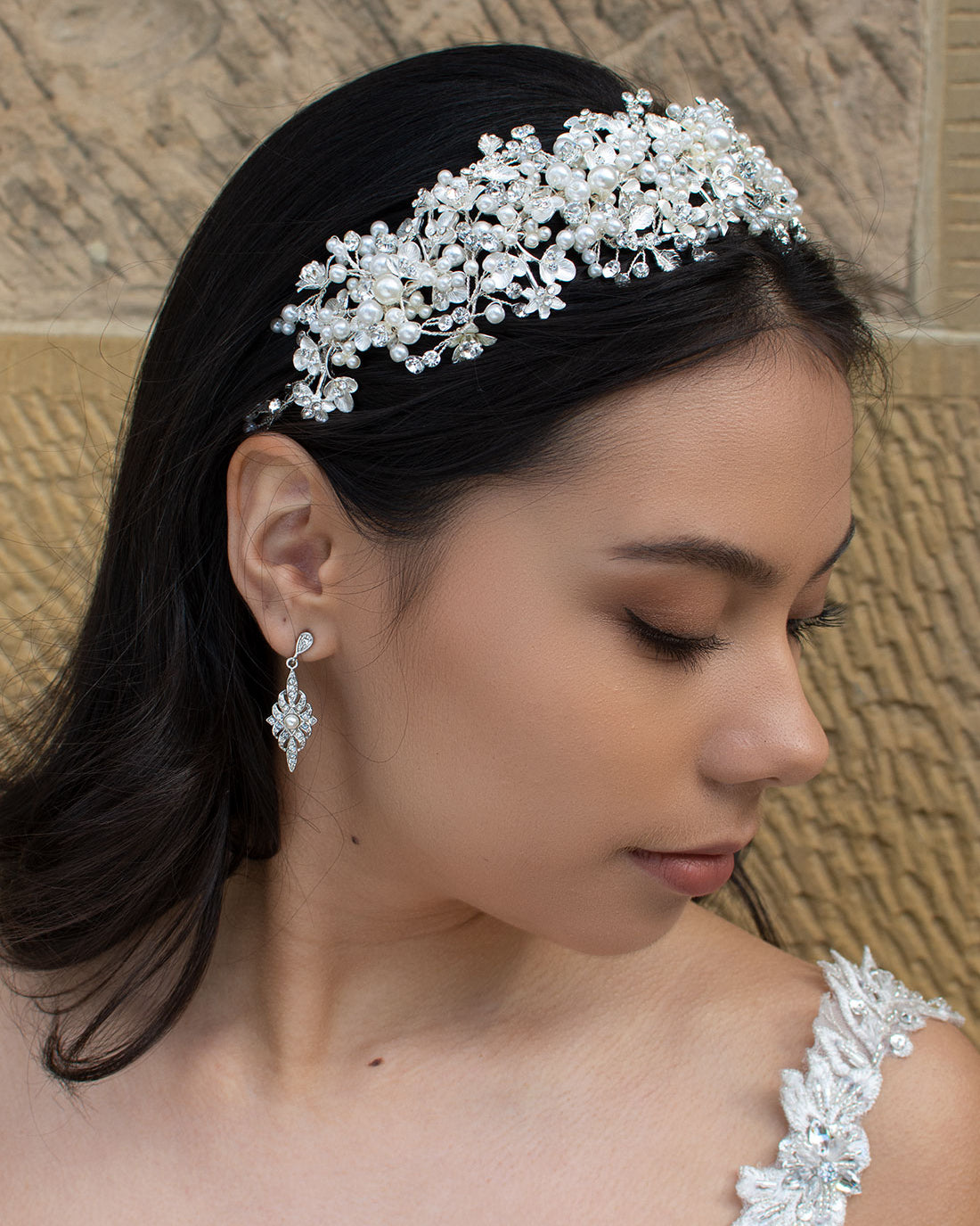 Elizabeth Silver bridal headband — alternate view 3