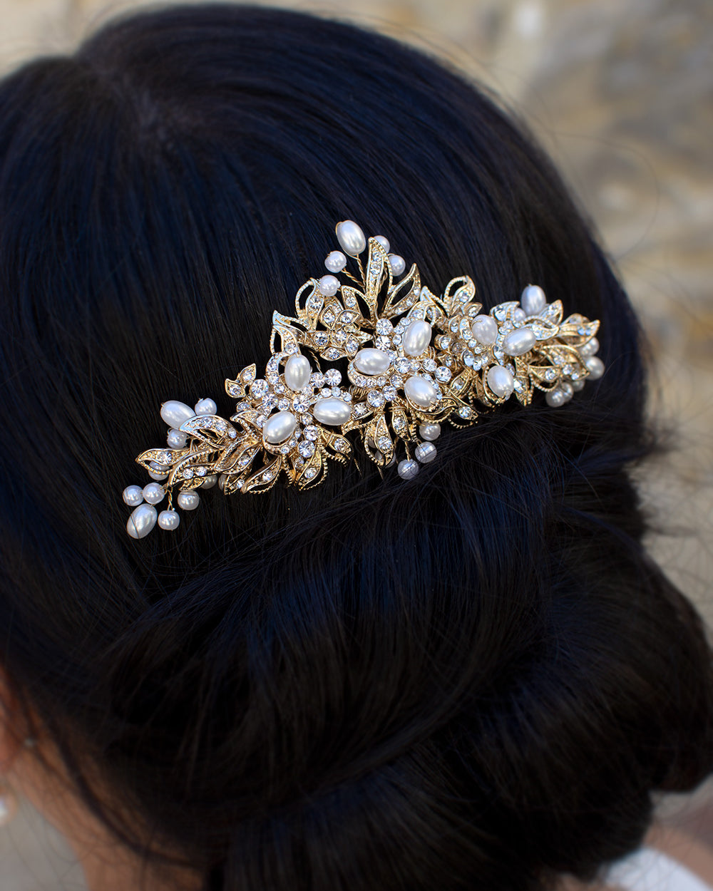 Caterina Pale Gold bridal comb — alternate view 2