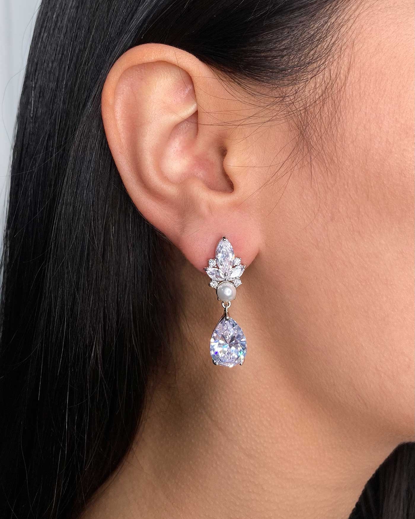Elsa Silver earrings by Windsor Bridal Jewellery