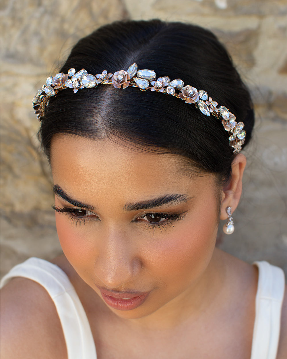Greta rose gold bridal headband by Windsor Bridal Jewellery