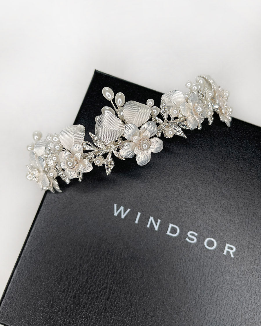 Louise Silver Pearl bridal crown — alternate view 6