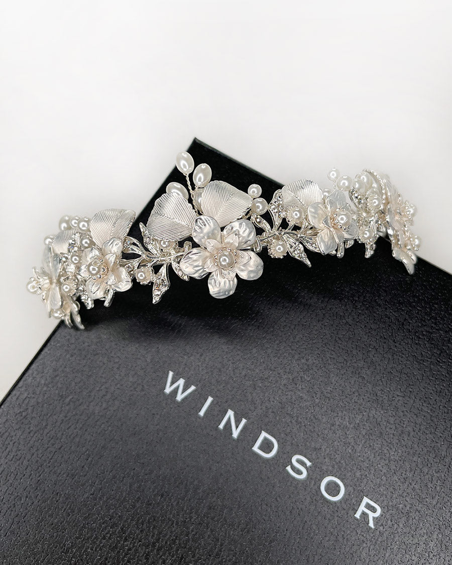Louise Silver Pearl bridal crown — alternate view 5
