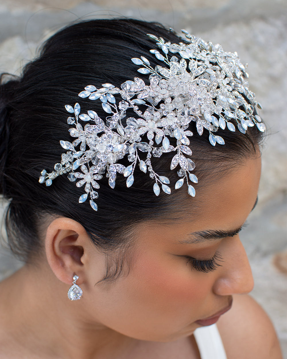 Kiera White Opal bridal headband — alternate view 3