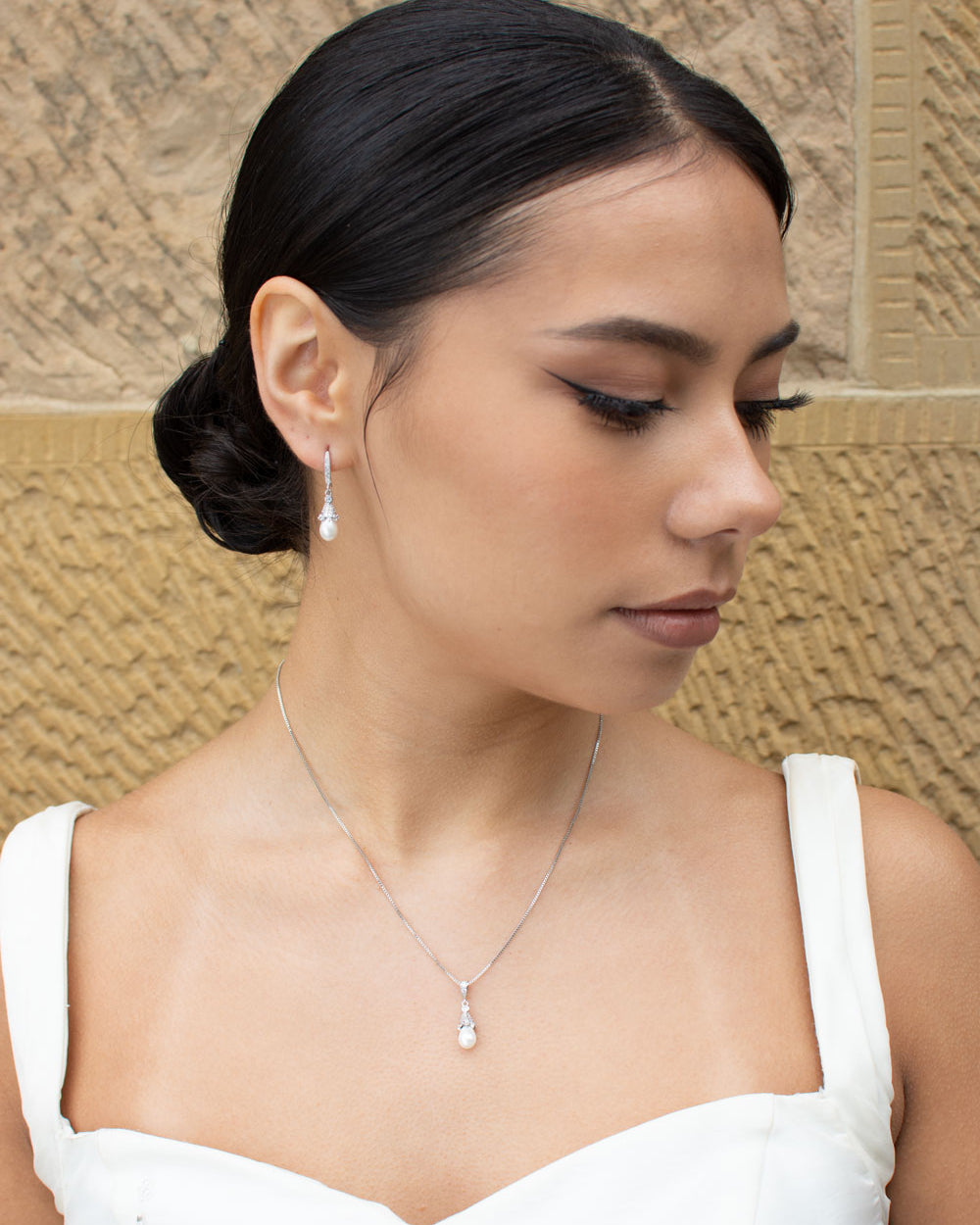 Maribel Silver necklace and earring set by Windsor Bridal Jewellery