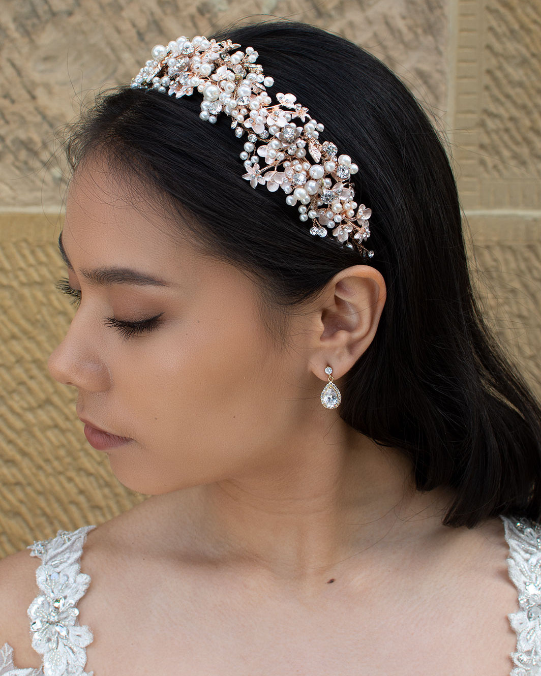 Elizabeth Rose Gold headband by Windsor Bridal Jewellery