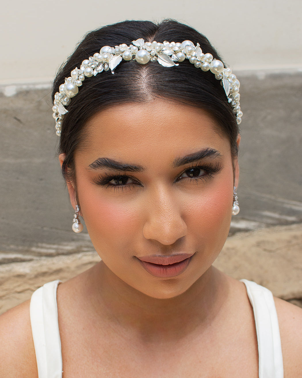 Heather Silver Bridal Pearl Headband — alternate view 2