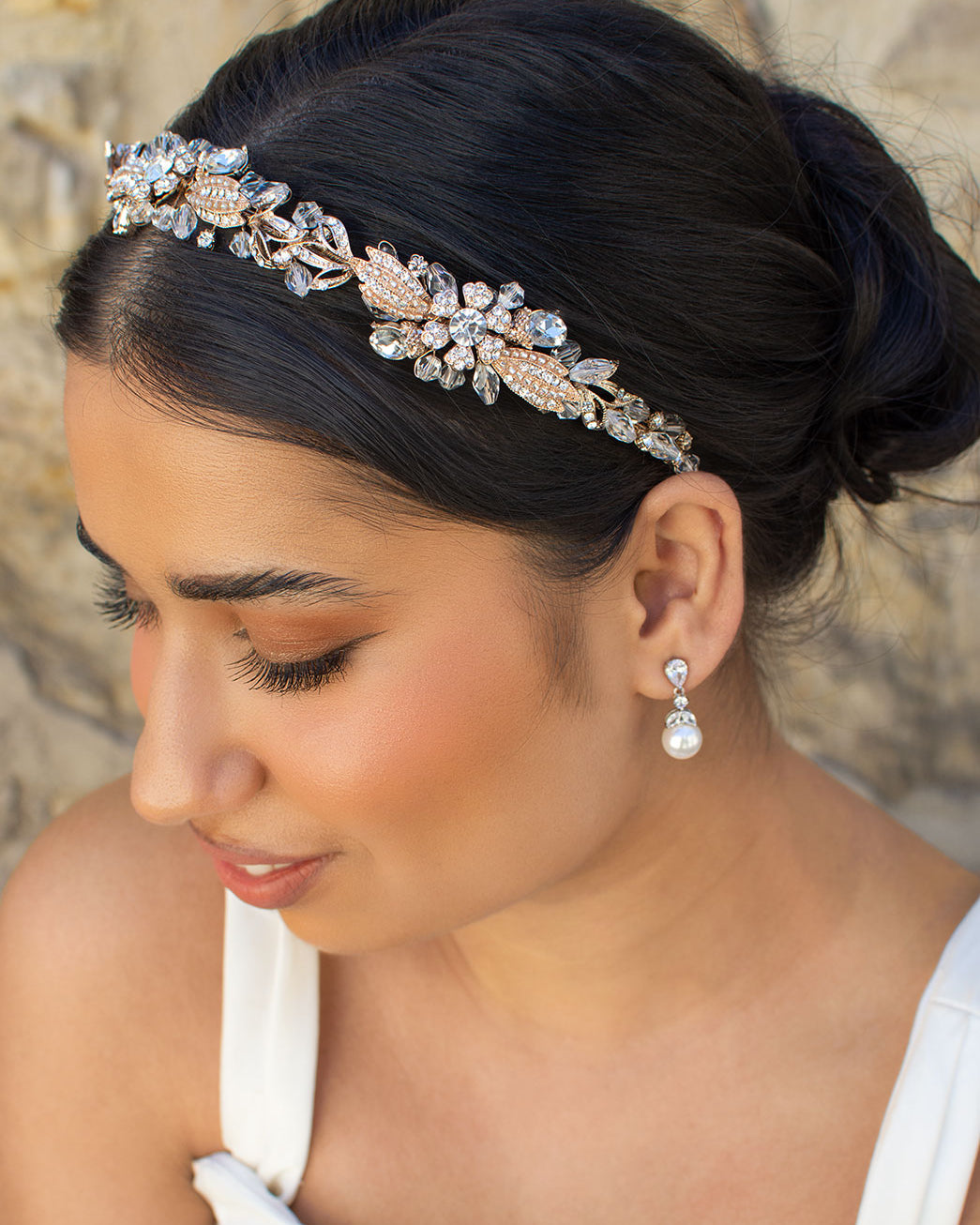 Yasmin rose gold bridal headband by Windsor Bridal Jewellery