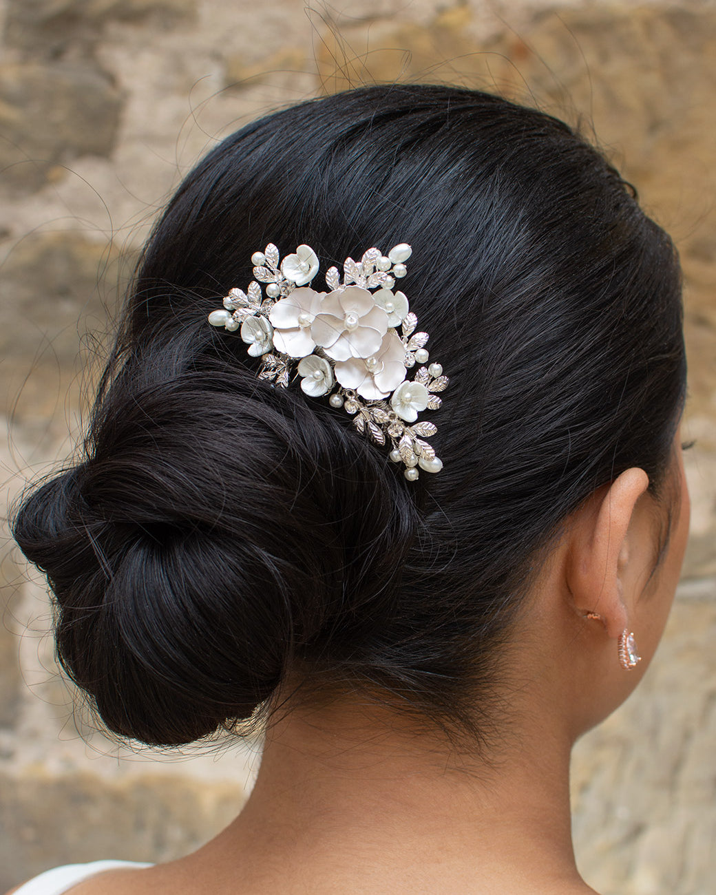 Iris blush silver bridal comb — alternate view 2