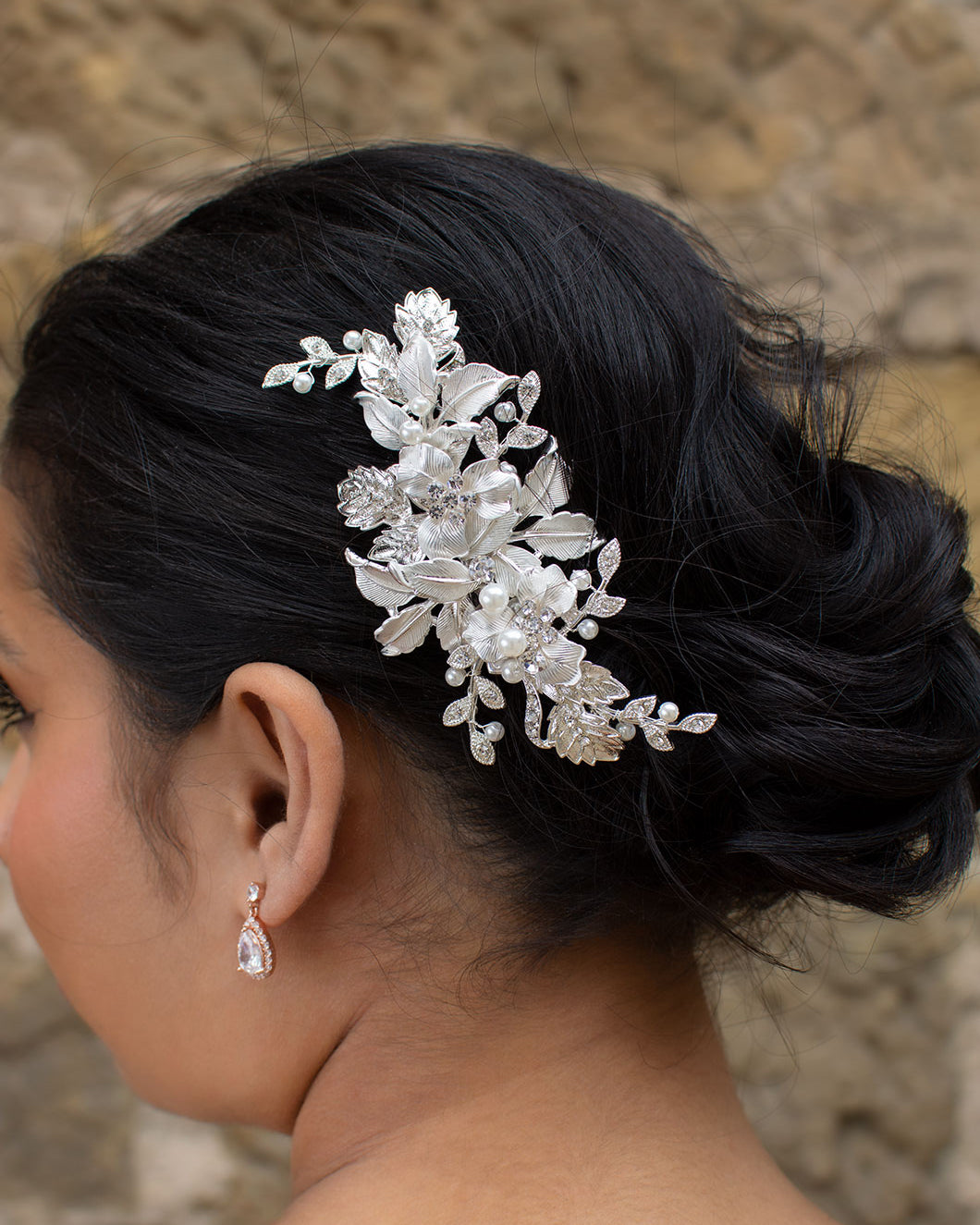 Cassandra silver bridal comb — alternate view 2