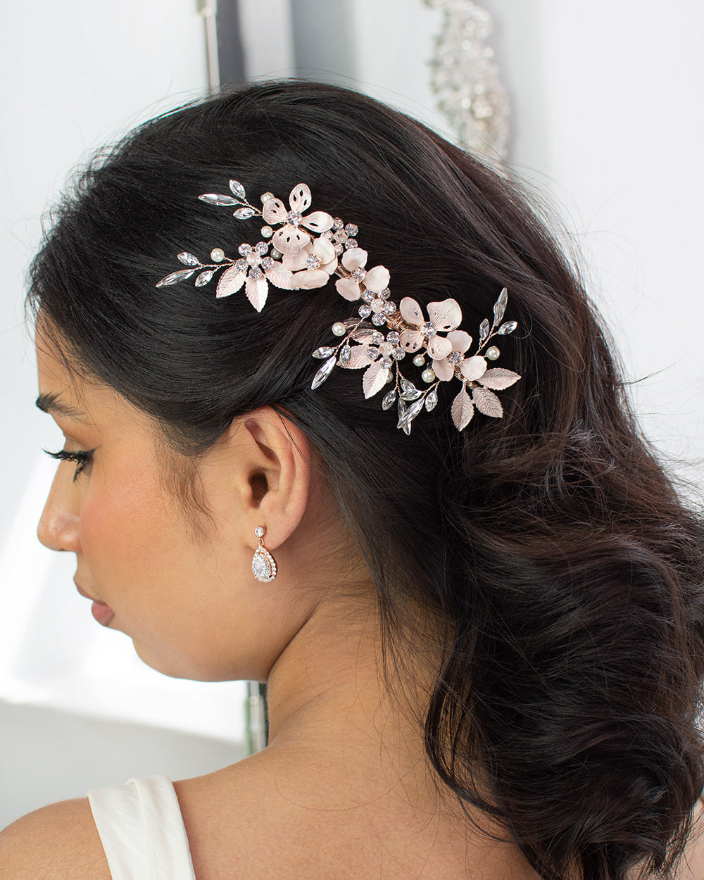 Bianca rose gold bridal comb by Windsor Bridal Jewellery