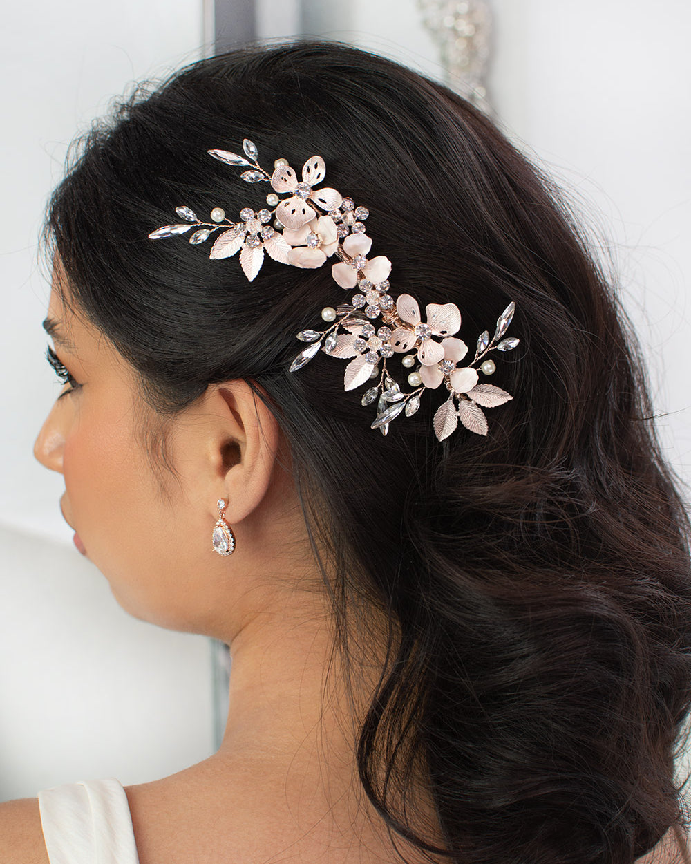 Bianca rose gold bridal comb — alternate view 3